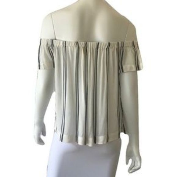 Anthropologie Cloth & Stone Ivory Striped Off-The-Shoulder Blouse Size M / US 6-8 / IT 42-44 - 3 Thumbnail