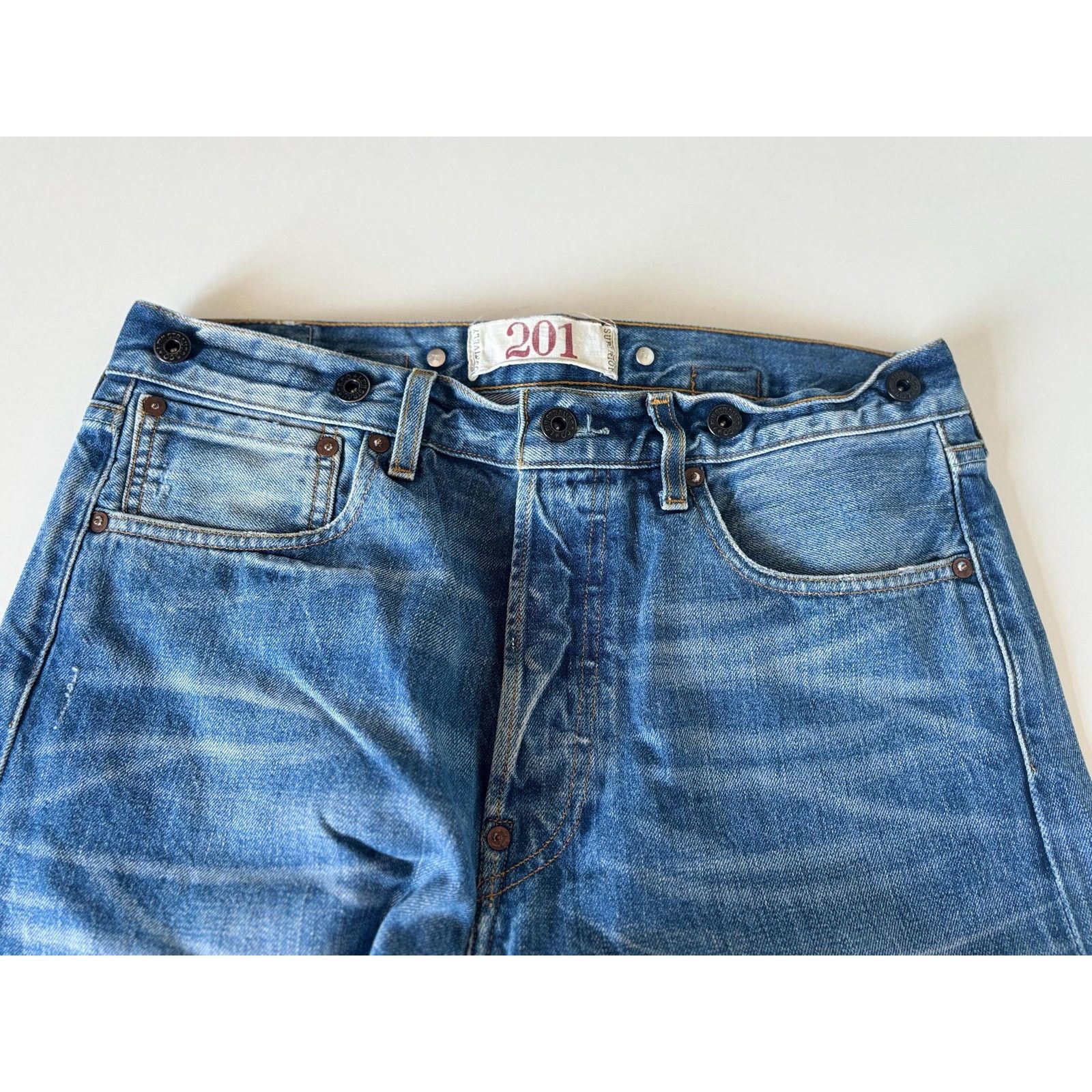 Levi's × Levi's Vintage Clothing Vintage Levi’s 201 Cinch Back Jeans Rare Repro Denim Size US 32 / EU 48 - 7 Thumbnail