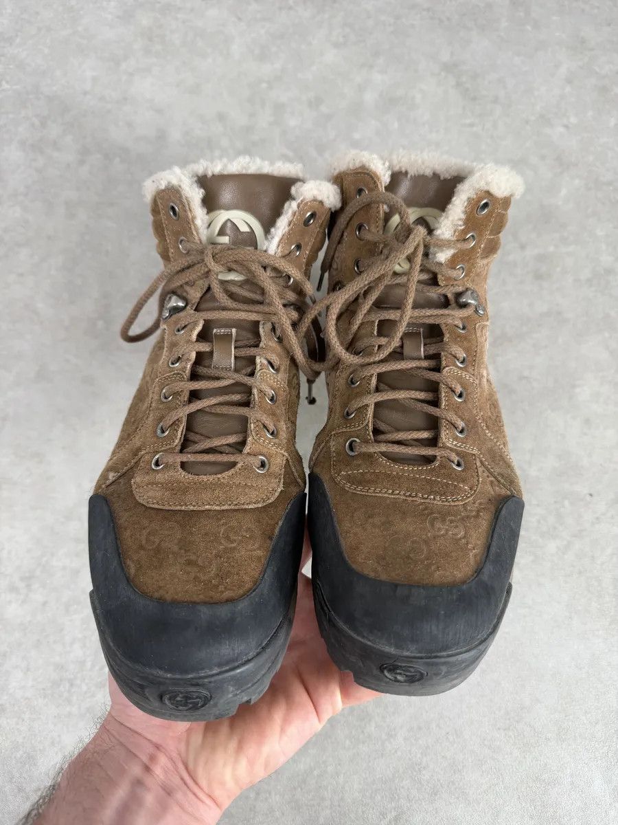 Gucci 2000s Gucci Brown Nebraska Monogram Hiking Boots Size US 12 / EU 45 - 2 Thumbnail