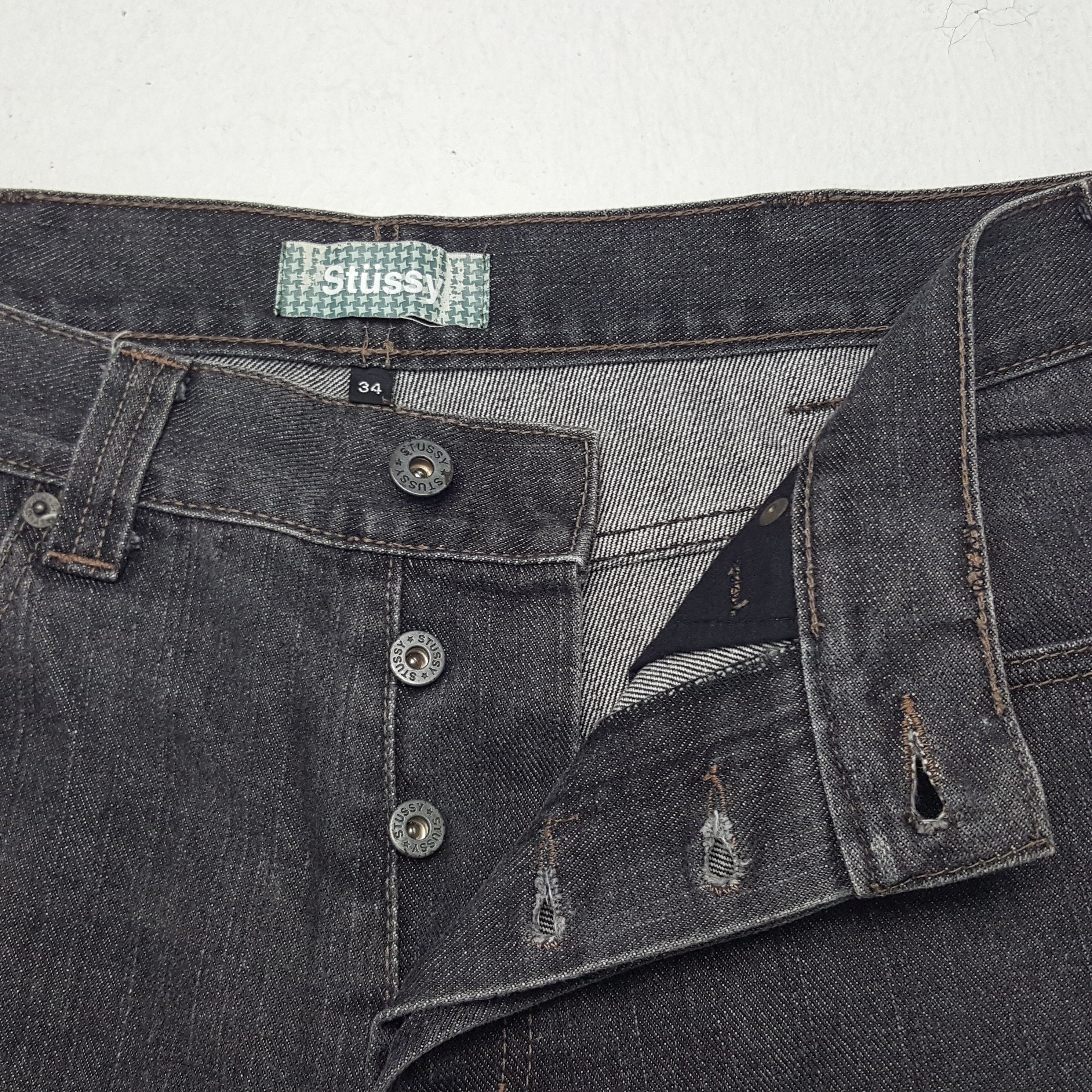 Stussy × Vintage Vintage Stussy Australia Custom Art Big Logo Denim Jeans Size US 33 - 12 Thumbnail