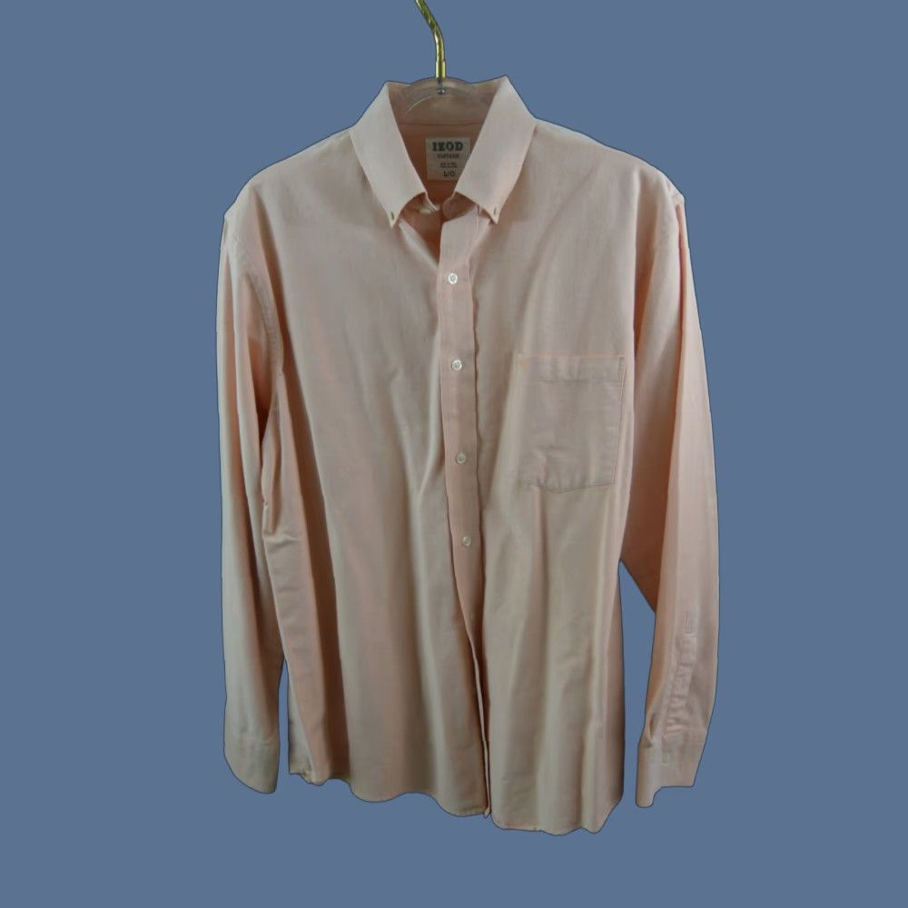 Izod VINTAGE Izod Men's 100% Cotton Button-Down Shirt Pink L SIZE Regular Casual Mens Size US L / EU 52-54 / 3 - 1 Thumbnail