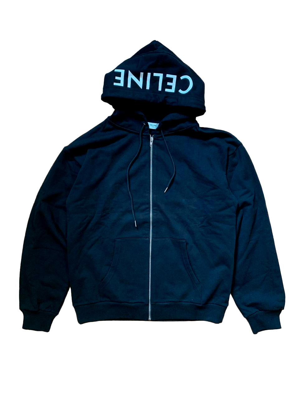 【日本入手困難】CELINE LOOSE ZIPPED HOODIE IN COTTON FLEECE celine loose zipped hoodie IN cotton fleece - BLACK / WHITE