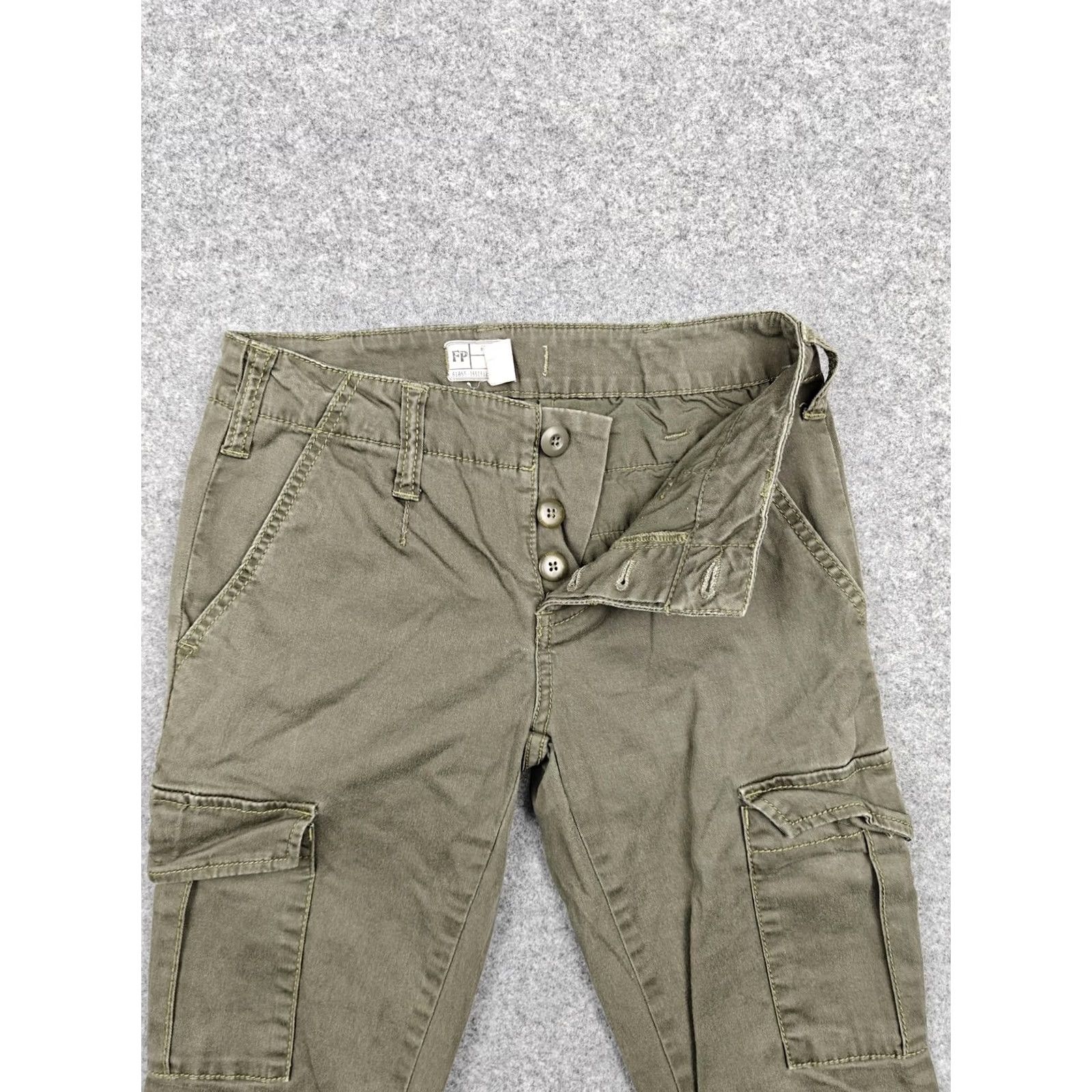 Free People Free People Pants Womens 27 Green Cargo Skinny Twill Stretch Ankle Zip Pockets Size 27" / US 4 / IT 40 - 2 Thumbnail