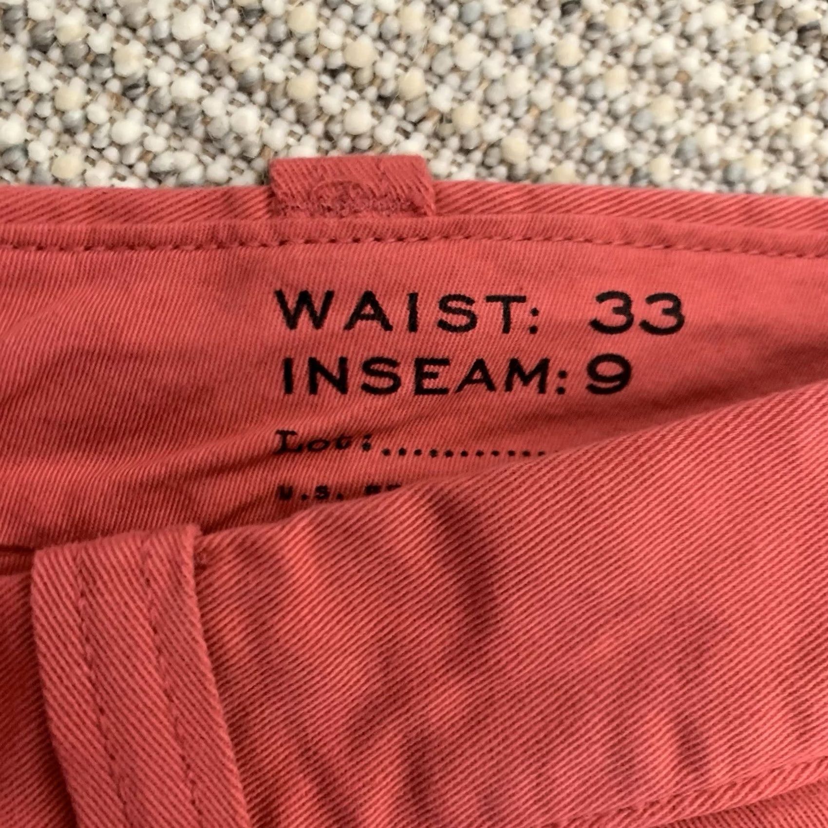 J.Crew J. Crew Chino Shorts Mens Size 33 Flat Front 9" Inseam 100% Cotton Red Solid Twill Breathable Casual Travel Workwear Button Pockets Regular Fit Navy? Size US 33 - 4 Thumbnail