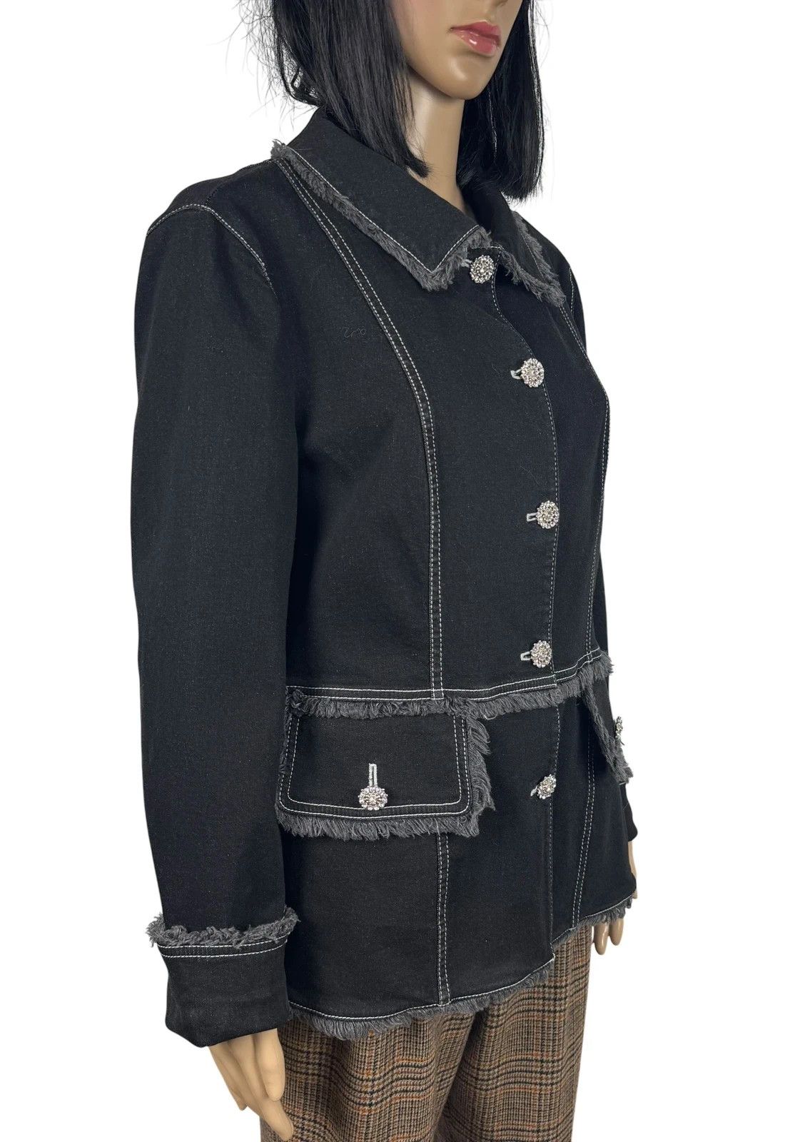 Laurel Laurel Denim Fringed Jacket Vintage size 44 Size L / US 10 / IT 46 - 4 Thumbnail