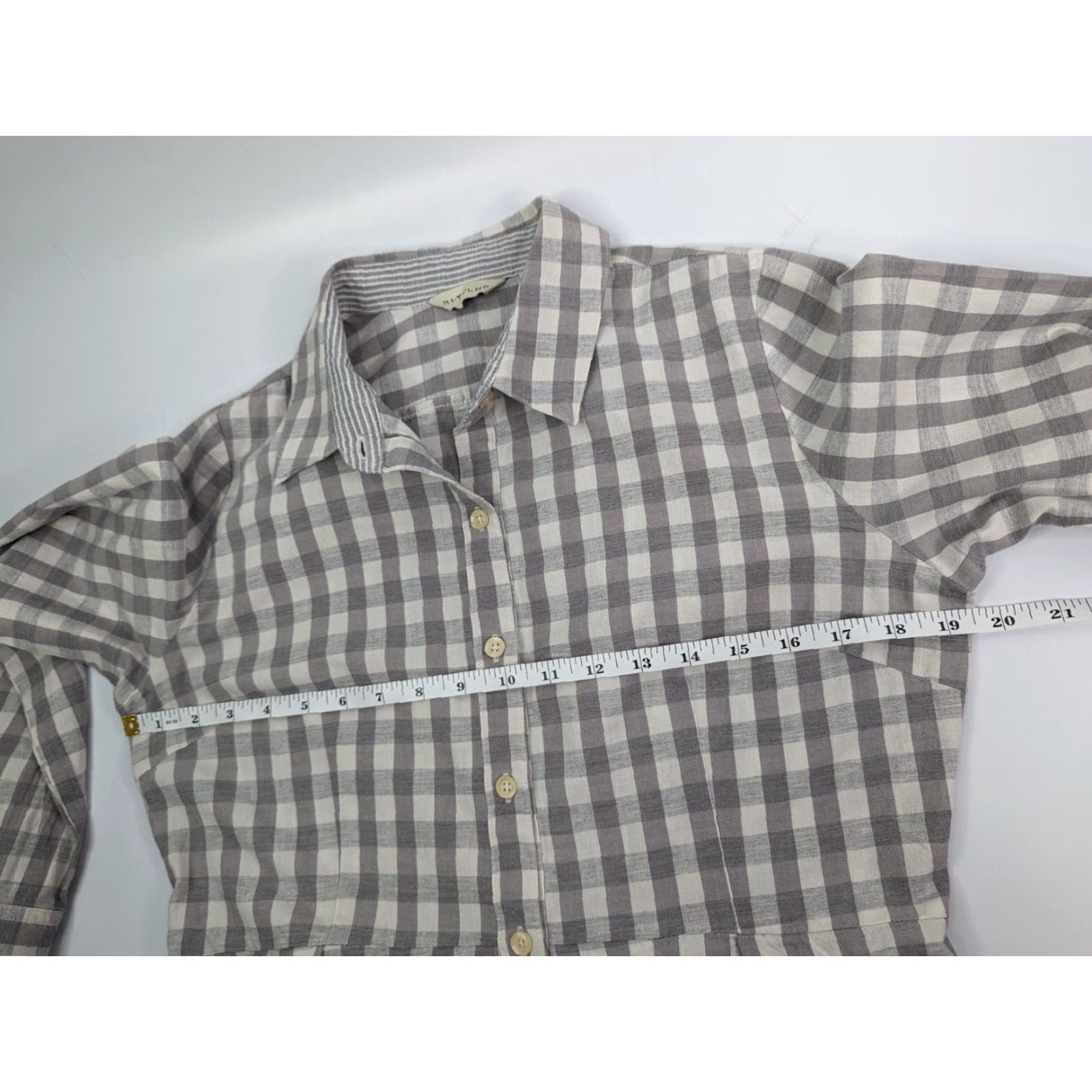 Anthropologie **Anthropologie Buffalo Check Peplum Button Down Top Medium Gray** User: Anthropologie Buffalo Check Peplum Button-Down Top Medium Gray Size M / US 6-8 / IT 42-44 - 6 Thumbnail