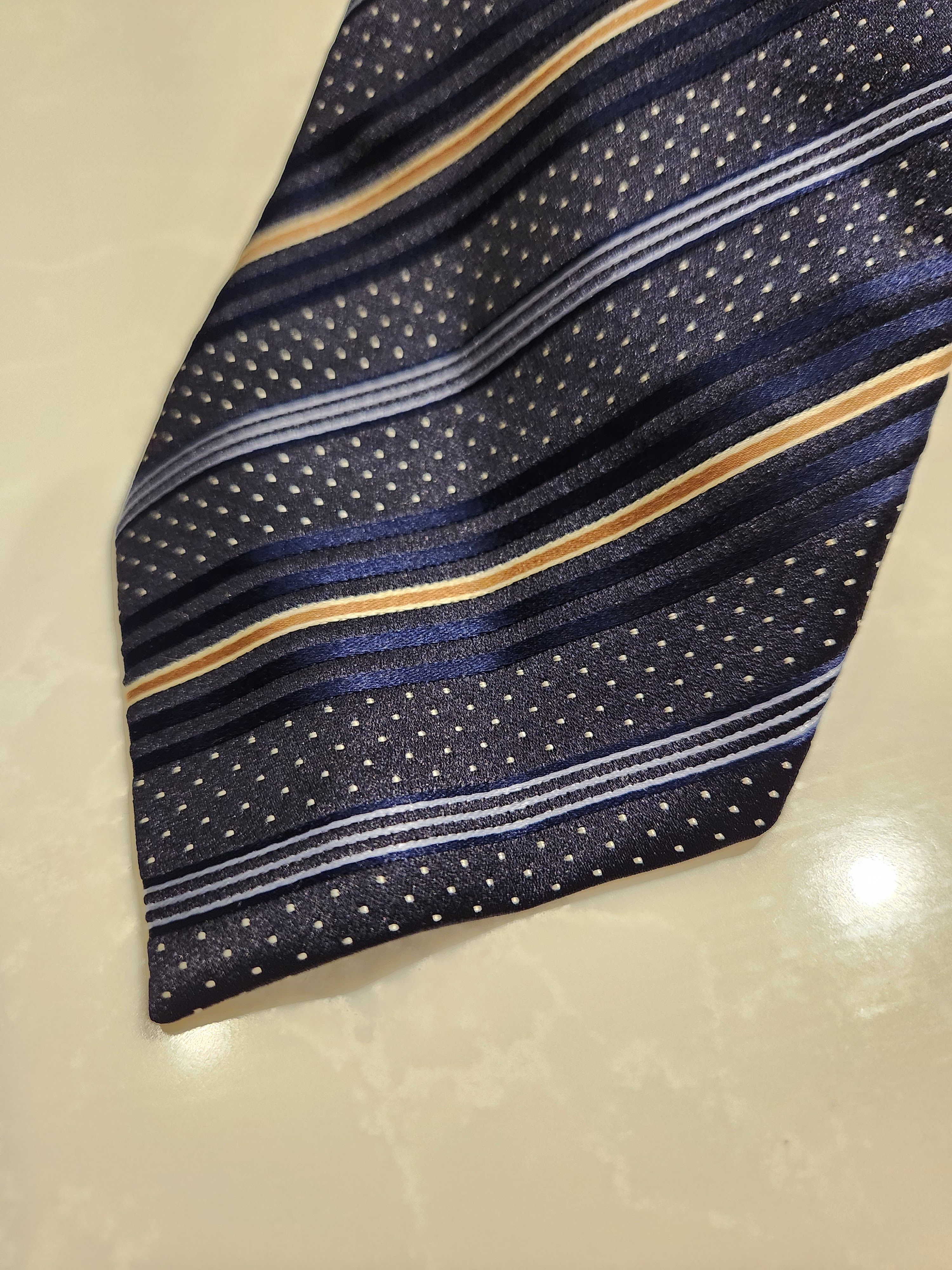 Ermenegildo Zegna 100% Silk Striped Pattern Tie Made in Italy Size ONE SIZE - 2 Thumbnail