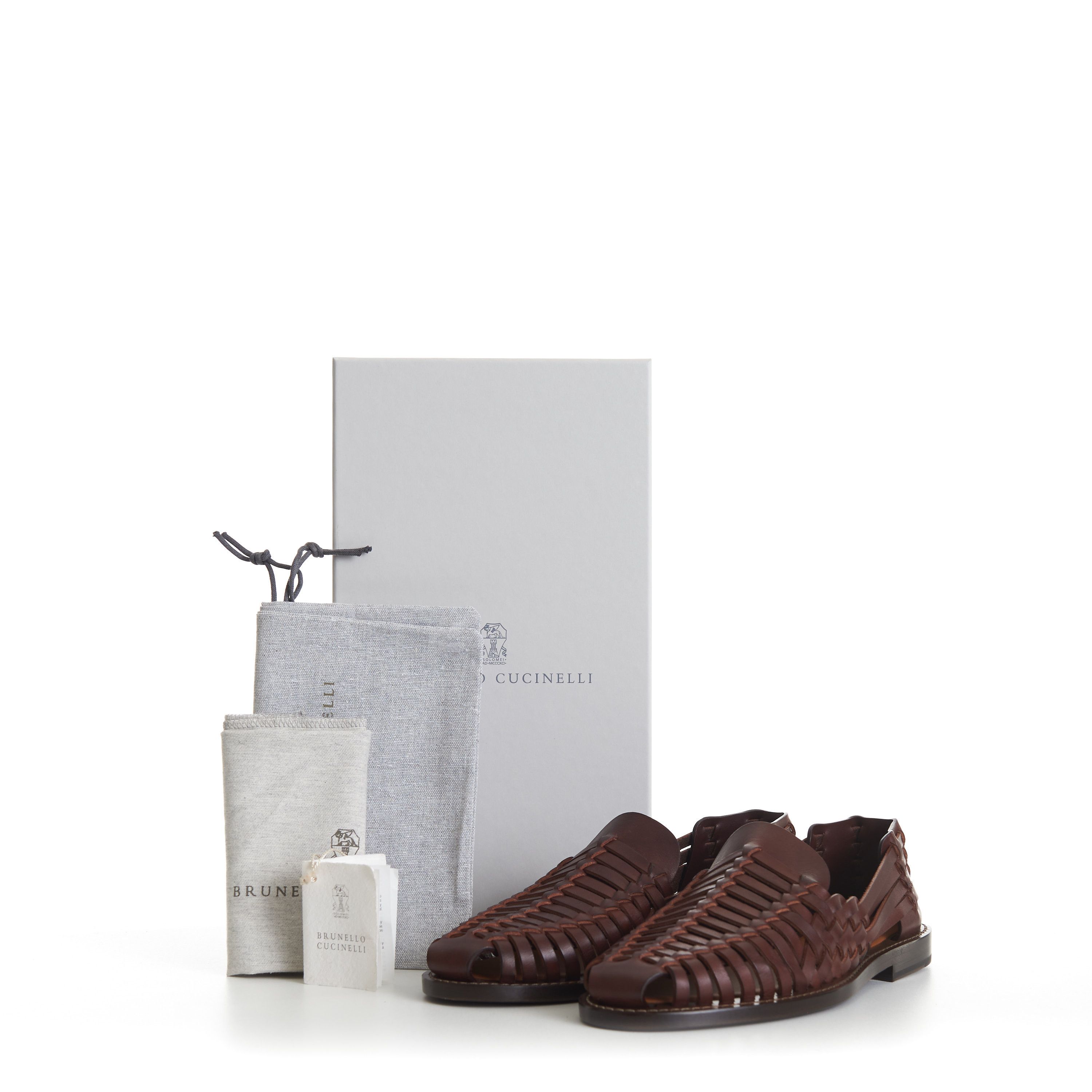 Brunello Cucinelli Brown Woven Sandals Loafers - Calfskin Leather Size US 10.5 / EU 43-44 - 12 Thumbnail