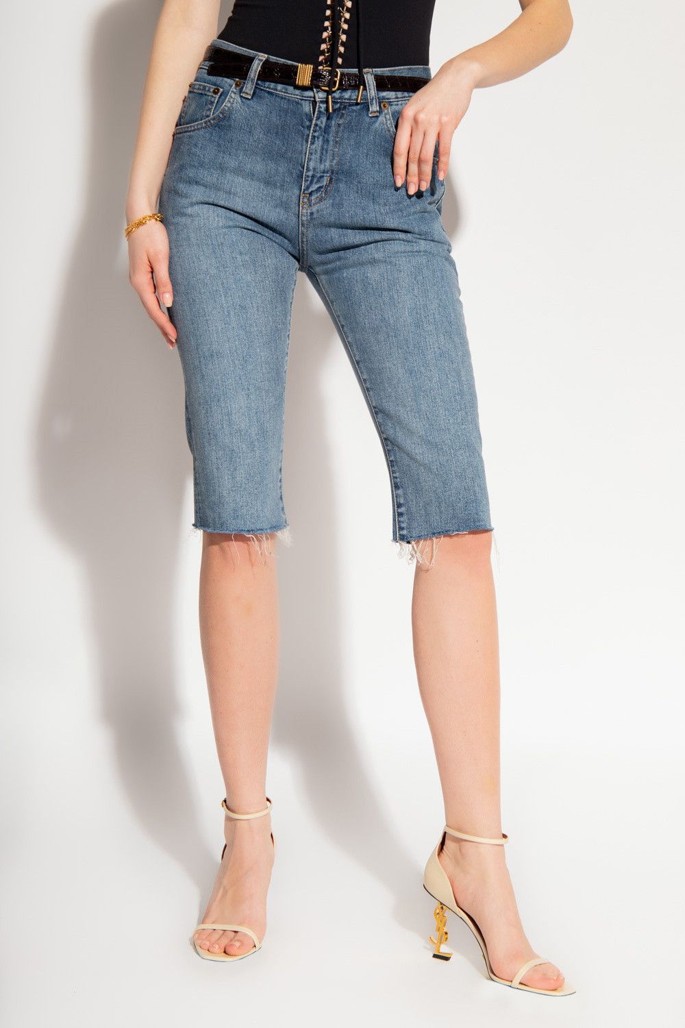 Saint Laurent Paris o1s1wg110924 Long Bermuda Shorts Deep Denim in Marine Blue Size 31" - 3 Thumbnail