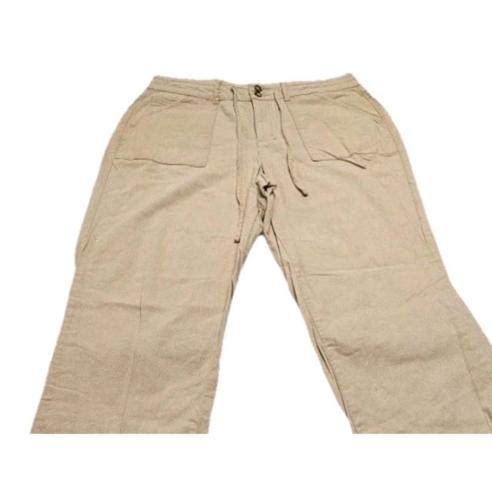 Vintage Cato Linen Blend Wide Leg Pants Women’s 14 Beige Drawstring Coastal Resort Beach Bohemian Lounge Pants Womens Size 36" / US 14 / IT 50 - 3 Thumbnail