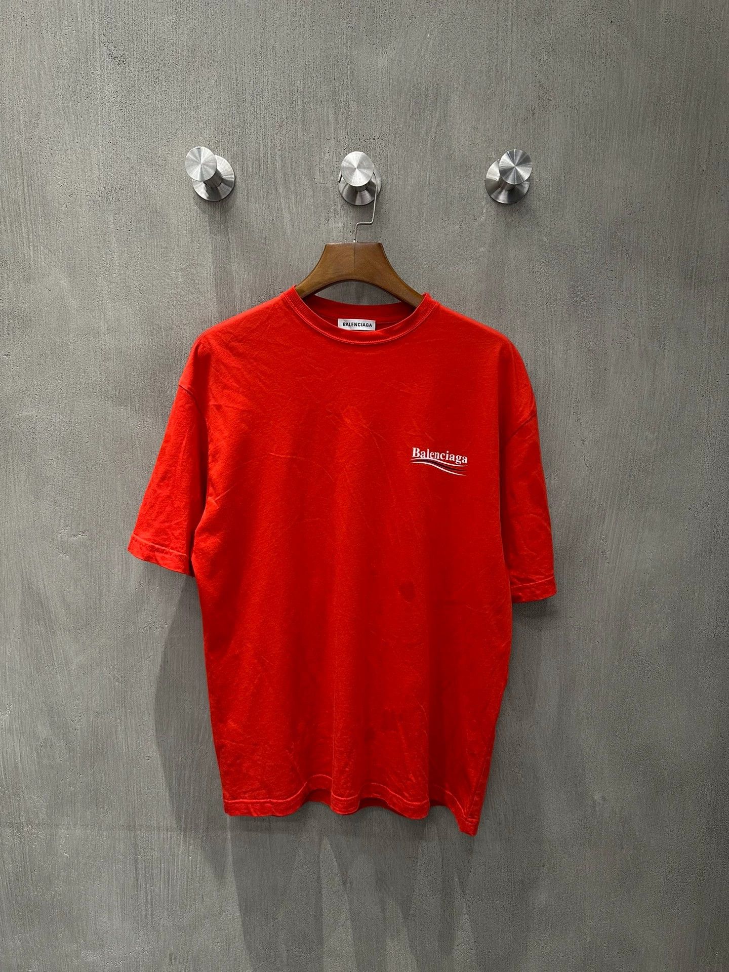 Balenciaga Coke Wave Embroidery Red T-shirt - dmc