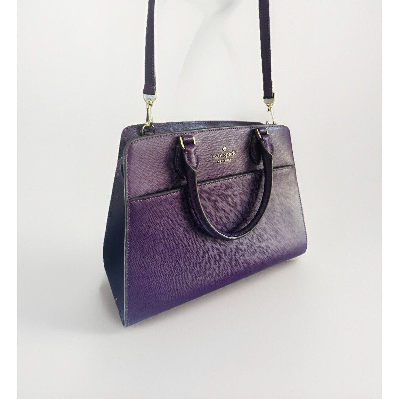 Kate Spade Kate Spade Ripe Plum Madison Saffiano Leather Purple Satchel Size ONE SIZE - 10 Thumbnail