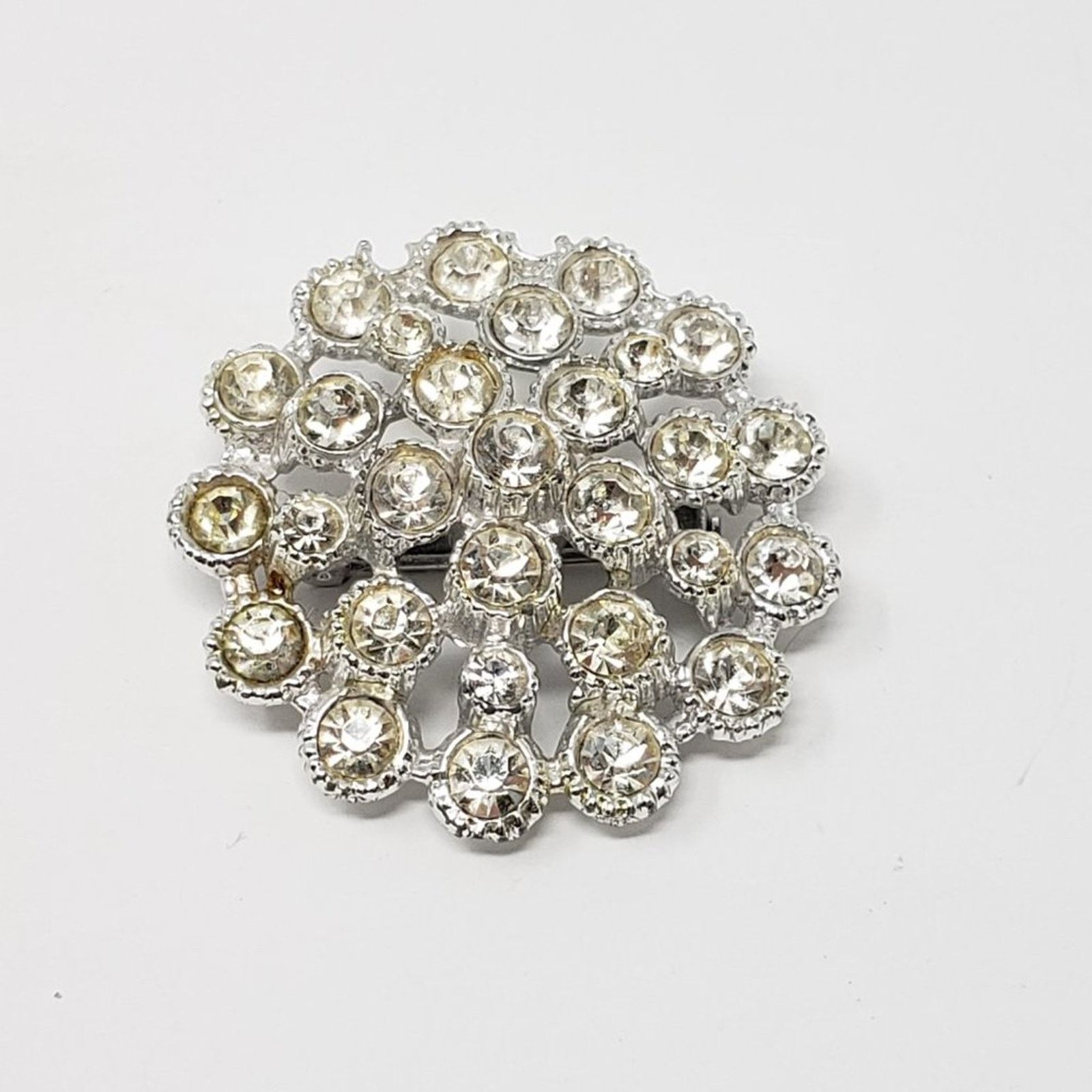 Other Silver-Tone Clear Gem Rhinestone Tiered Round Brooch Size ONE SIZE - 2 Thumbnail