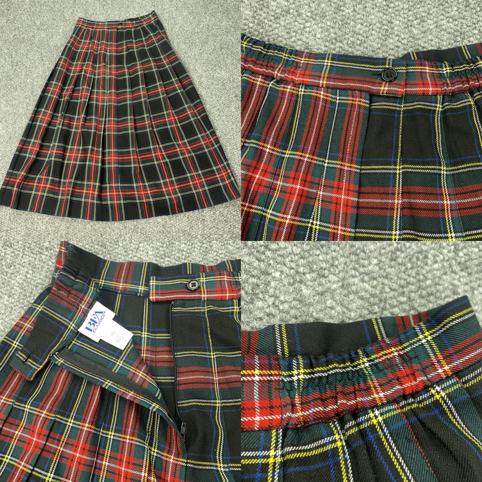 Vintage VINTAGE Plaid Midi Skirt Womens 10P Red Green Zip BFA Classics Size 32" / US 10 / IT 46 - 8 Thumbnail