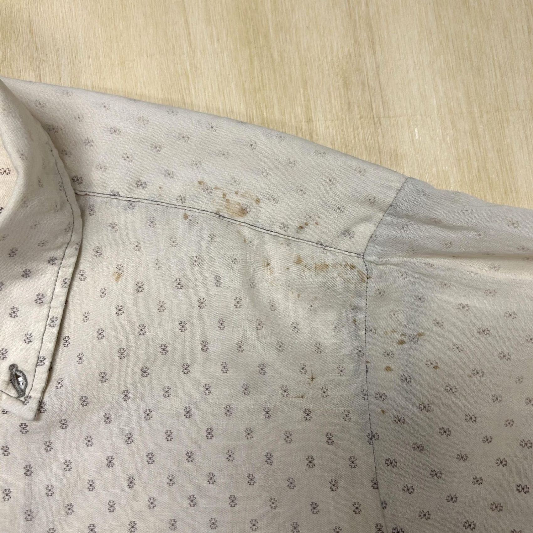 Arrow VINTAGE Arrow Dress Shirt Mens 15.5 100% Cotton Geometric Long Sleeve USA Size 40R - 4 Thumbnail