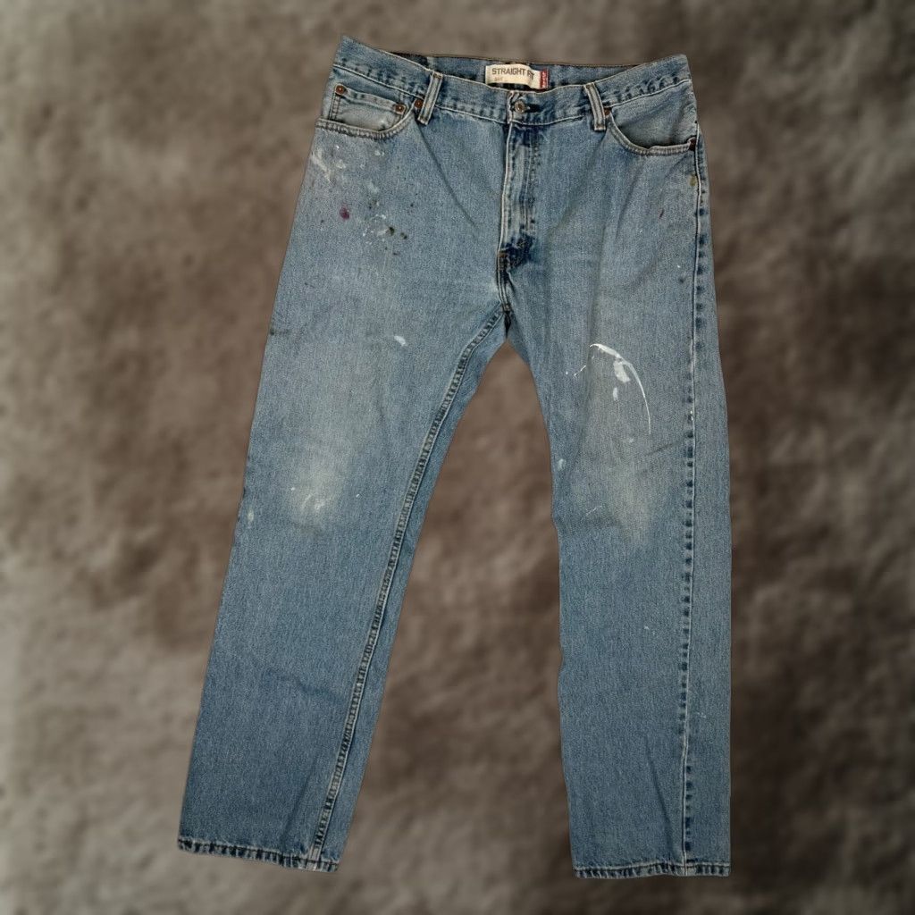 Levi's VINTAGE Levi's 505 Jeans Stand 36x32 Denim Distressed Grunge 90s Mens Blue Cotton Regular Straight 5-Pocket Zip Inseam 32 Size US 36 / EU 52 - 1 Thumbnail