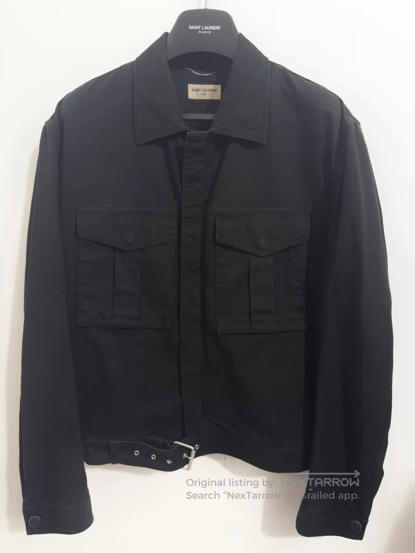 Saint Laurent Paris Black XL Utility Jacket with Front Pockets and Belt. Size US XL / EU 56 / 4 - 1 Thumbnail