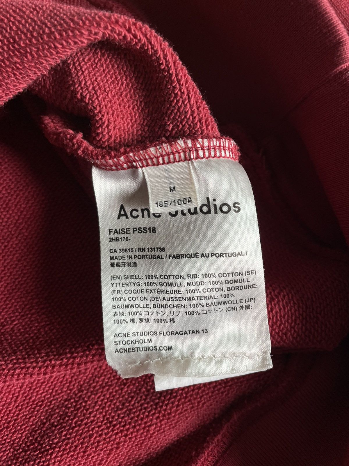 Acne Studios Acne Studios Red Washed Sweatshirt Size US M / EU 48-50 / 2 - 5 Thumbnail
