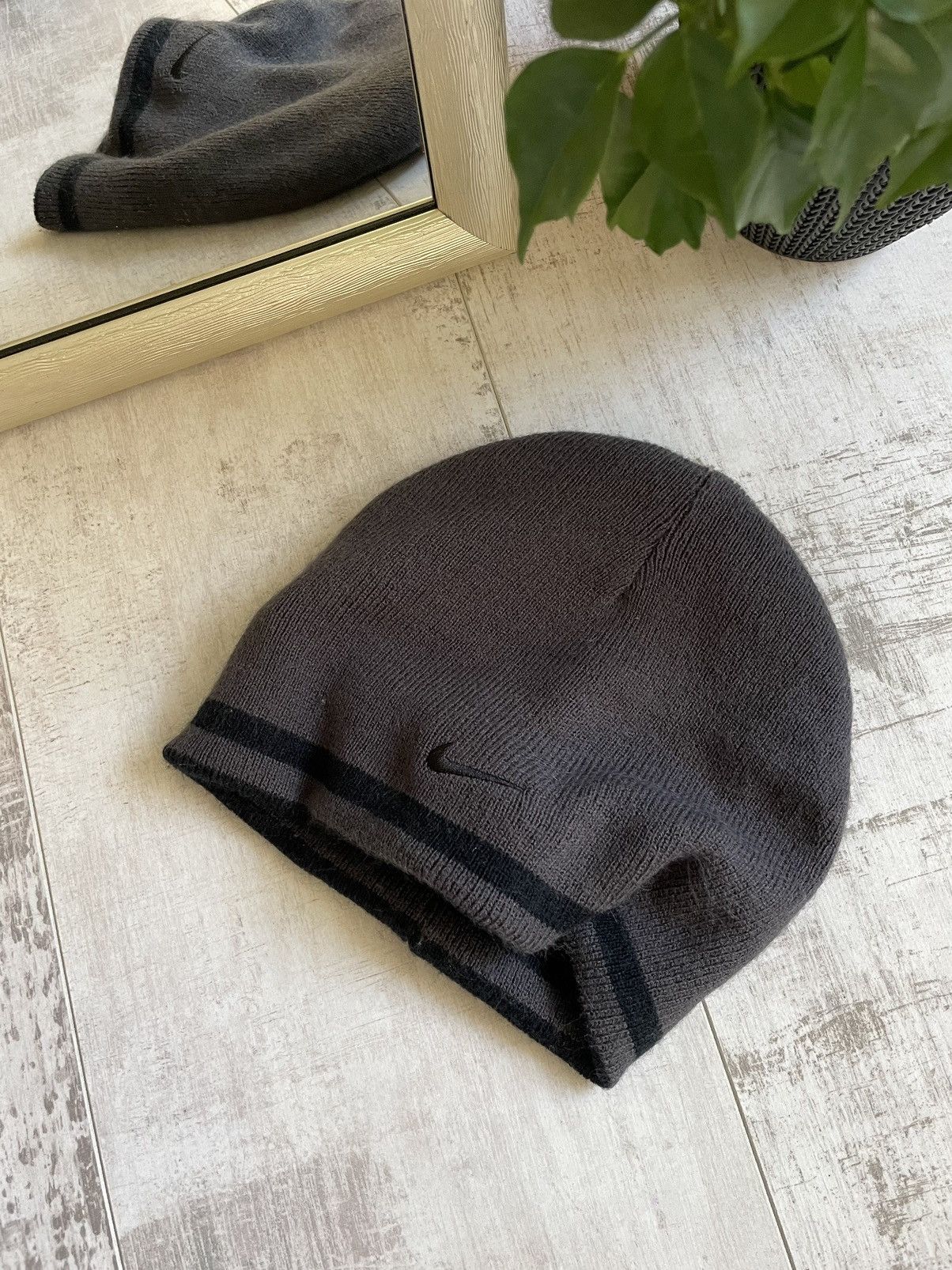 Nike × Vintage Nike 90’s Hats Vintage Y2K 2/1 Black/Brey Swoosh Size ONE SIZE - 4 Thumbnail