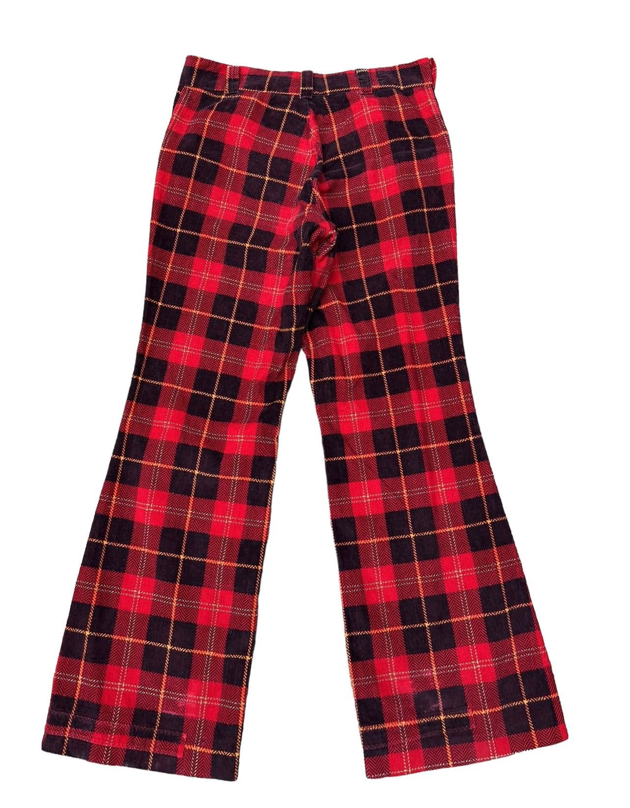 Vintage Vintage 70s Psychedelic Plaid Tartan Flare Cord Trouser Size US 32 / EU 48 - 2 Thumbnail
