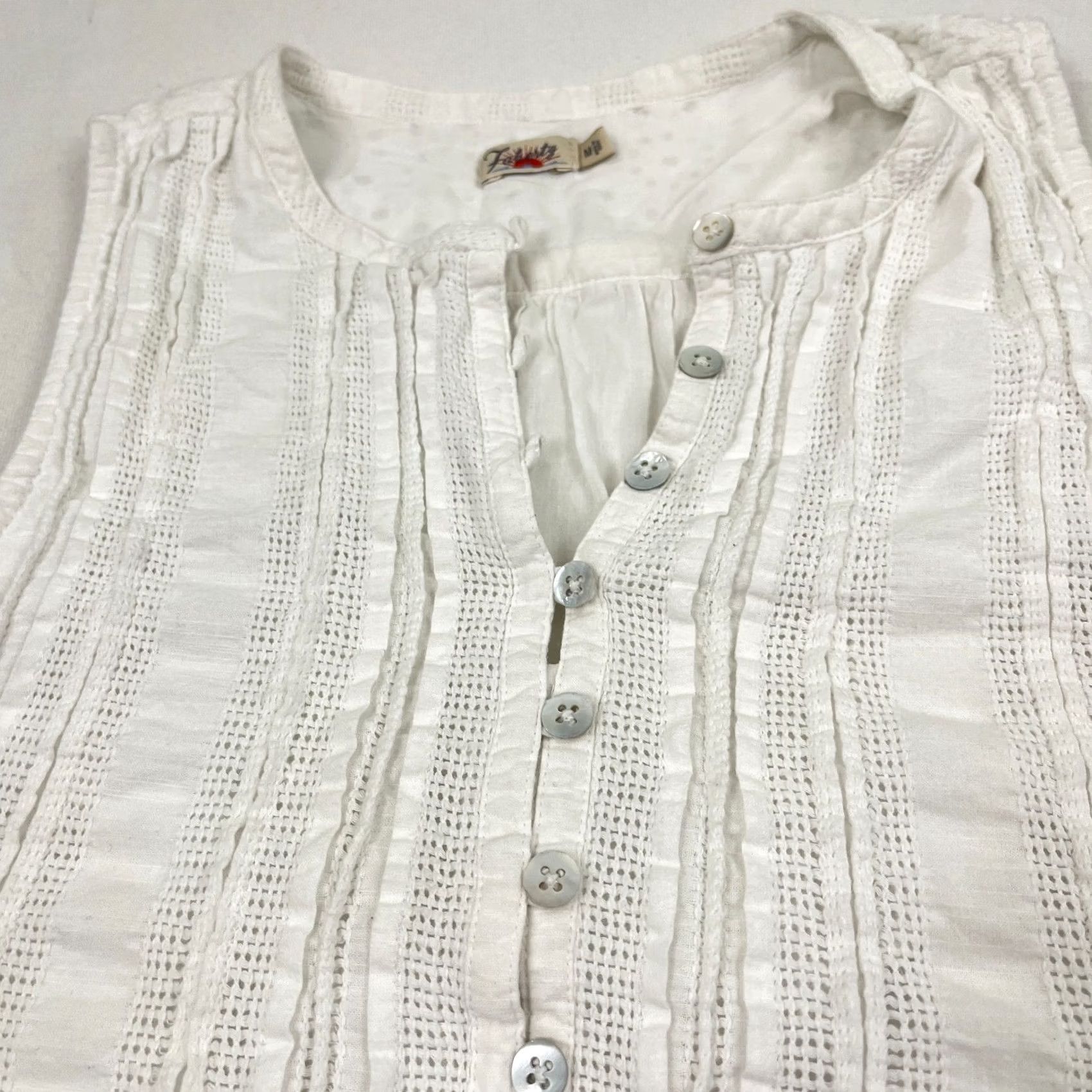 Faherty Faherty Isha Eyelet Dress Womens M White Organic Cotton Gauze Mini Pockets Boho Size M / US 6-8 / IT 42-44 - 2 Thumbnail
