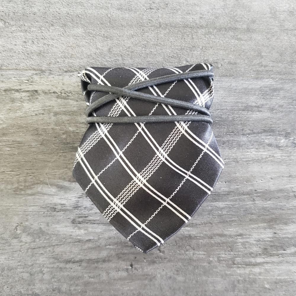 Designer White Black Satin Little Boy Tie Size ONE SIZE - 3 Thumbnail