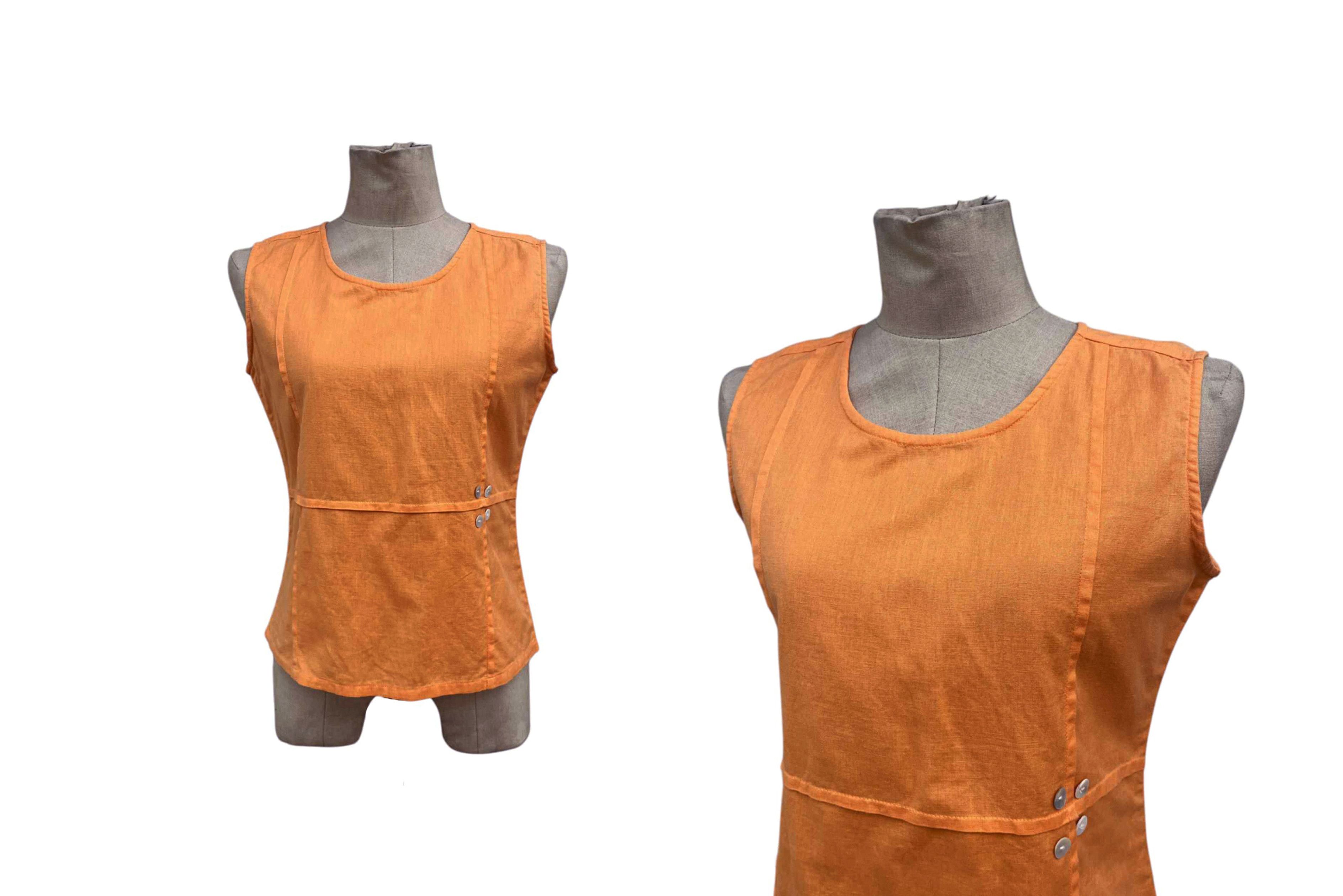Vintage Linen and cotton sleeveless top, summer tank top Size S / US 4 / IT 40 - 9 Thumbnail