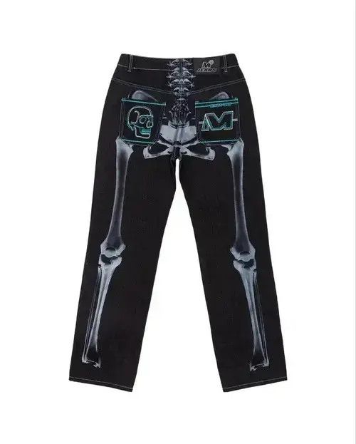 Jean Skull Graphic Print Jeans Size US 29 - 3 Thumbnail