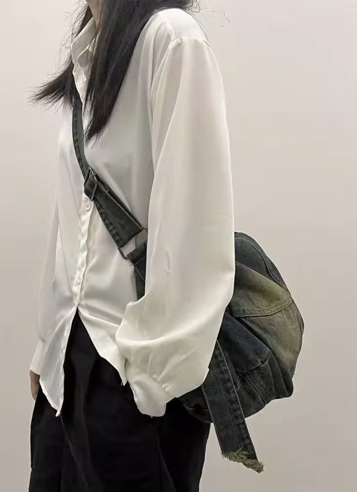 Other Dark Blue Denim Shoulder Bag Large Capacity Size ONE SIZE - 3 Thumbnail