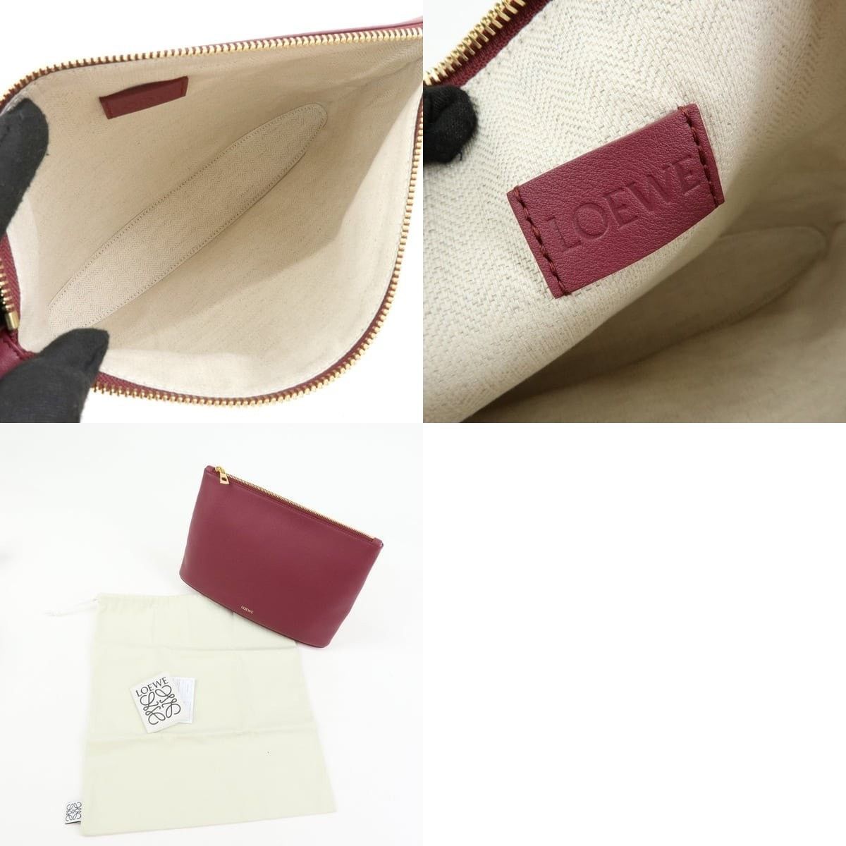 Loewe Loewe Nappa Leather Pouch Burgundy Size ONE SIZE - 6 Thumbnail