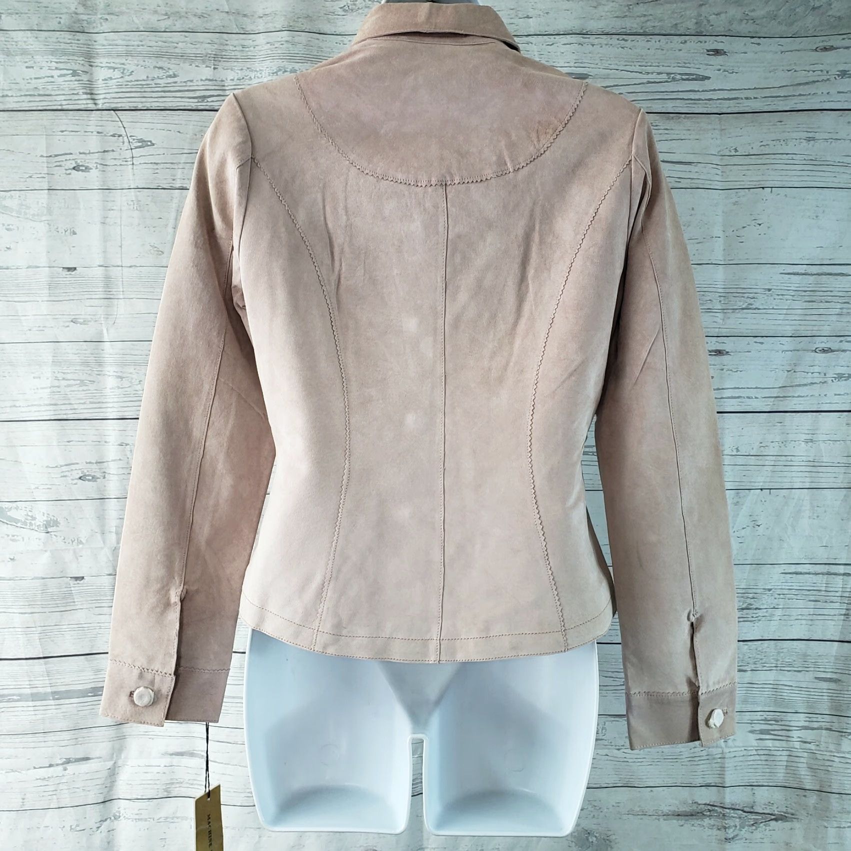 Pinko In Suede Womens Jacket XS Pink Leather Button Front Long Sleeve Size XS / US 0-2 / IT 36-38 - 4 Thumbnail