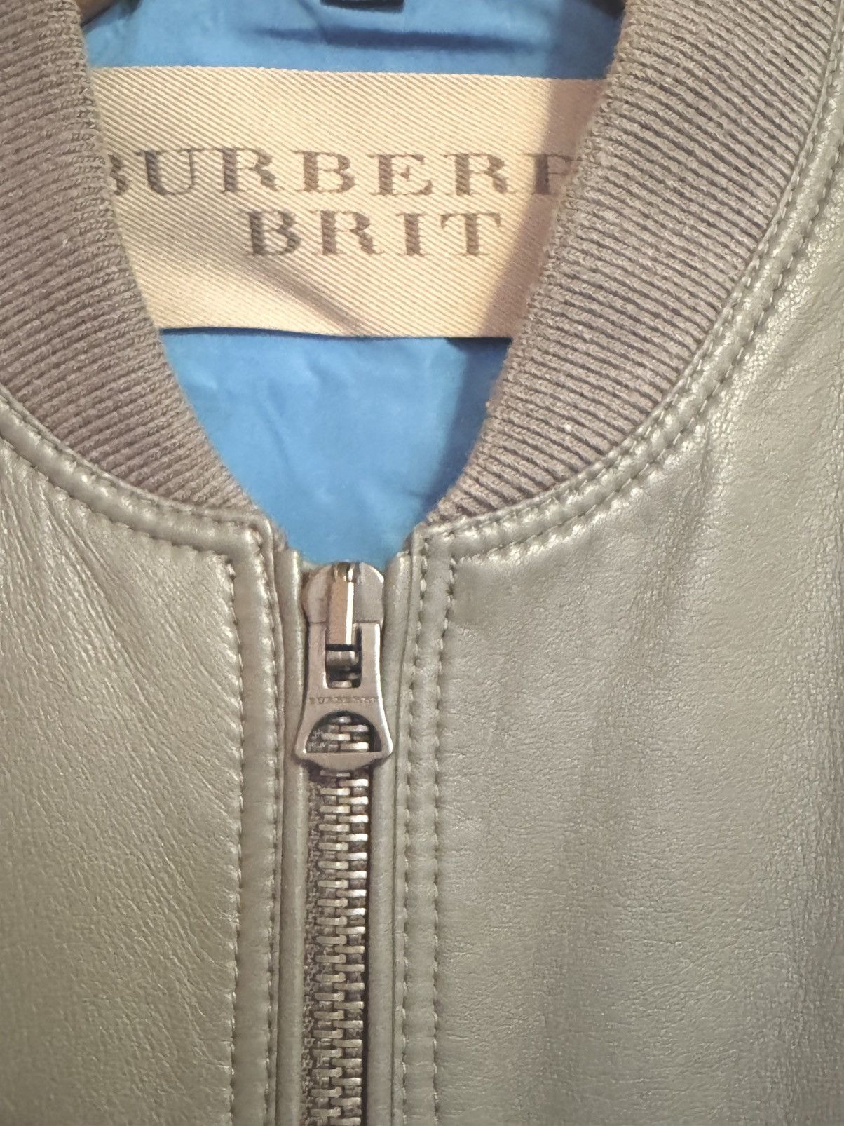 Burberry Burberry Brit Lamb Leather Grey Bomber Jacket Size Large Size US L / EU 52-54 / 3 - 4 Thumbnail