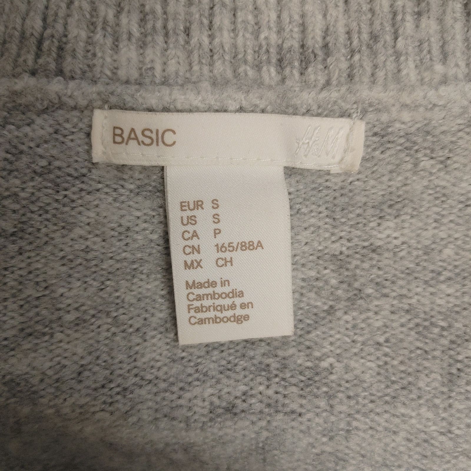 Other Basic Women's S Light Gray Knit V-Neck Long Sleeve Sweater Size S / US 4 / IT 40 - 3 Thumbnail
