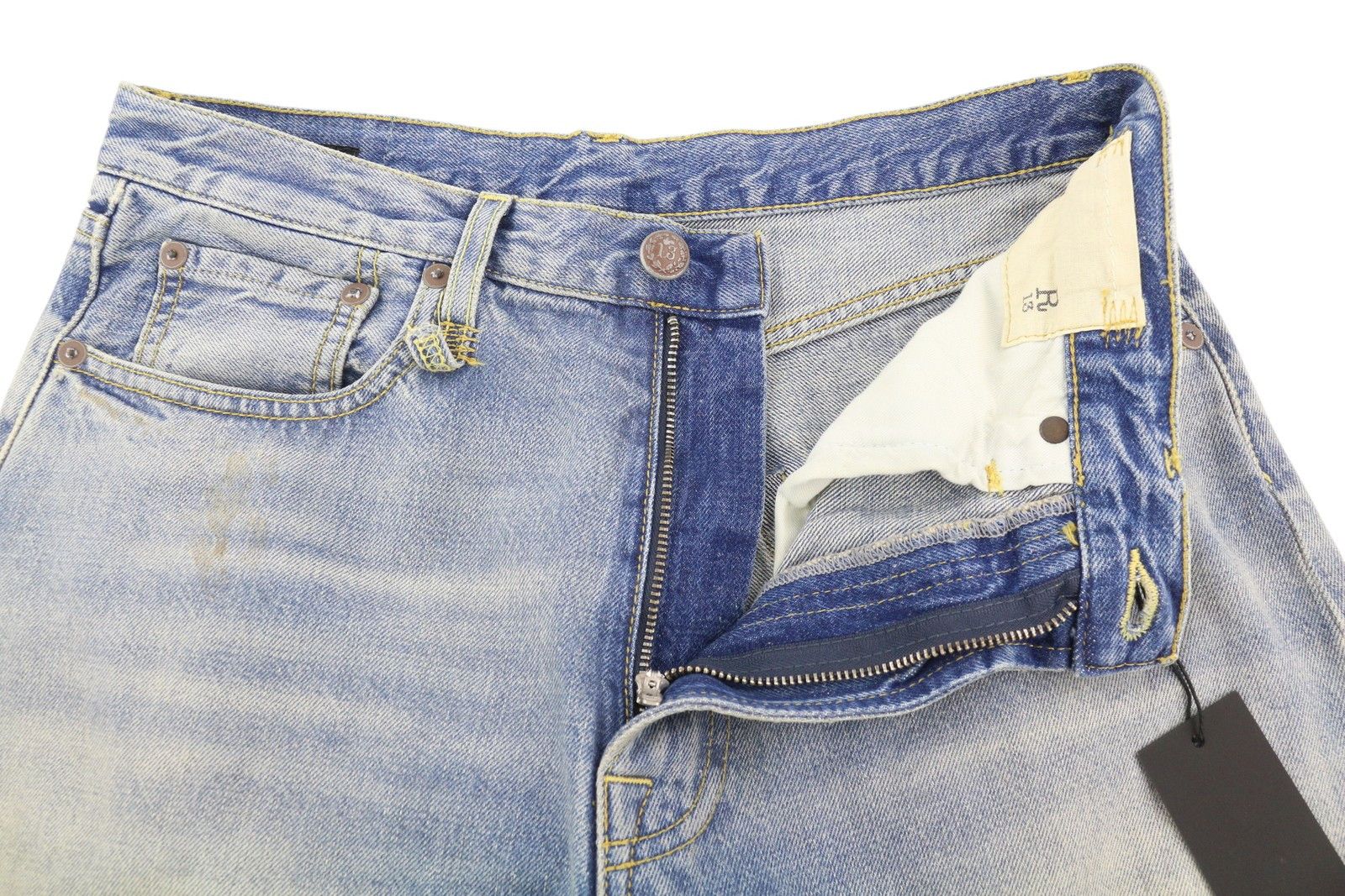 R13 D'ARCY LOOSE 29 Veiled Washed Faded Blue Logo 85446 Size US 29 - 4 Thumbnail