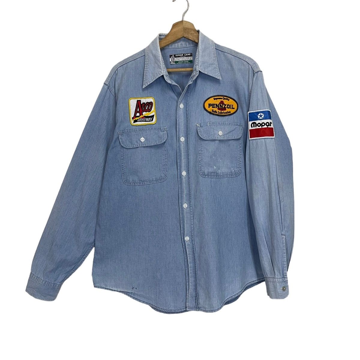 Sugar Cane Vintage 90s Sugar Cane Big Logo Button Ups Denim Tee Size US M / EU 48-50 / 2 - 5 Thumbnail