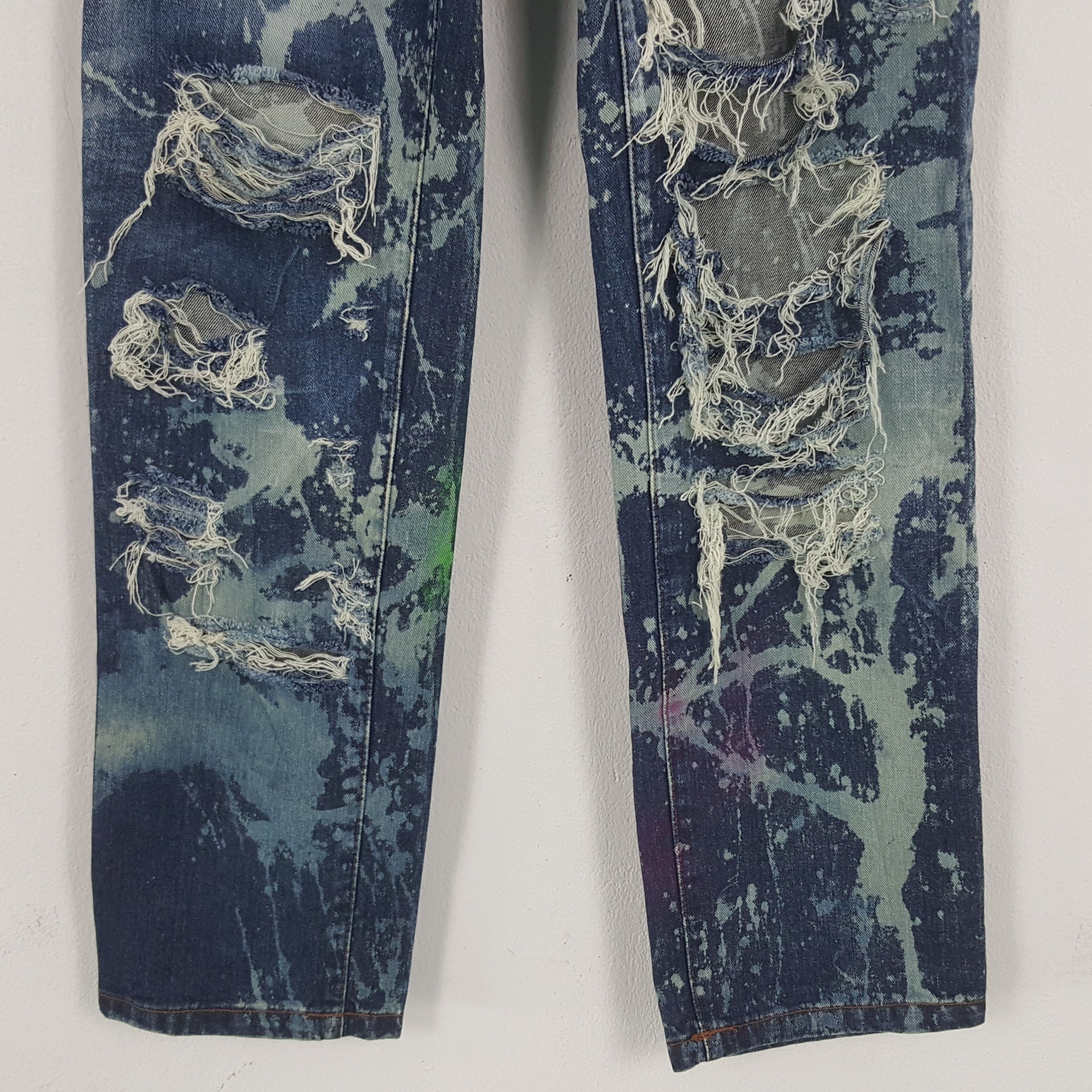 Japanese Brand × Vintage Vintage Denim Exchange Japanese Distressed Paint Art Jeans Size US 32 / EU 48 - 3 Thumbnail