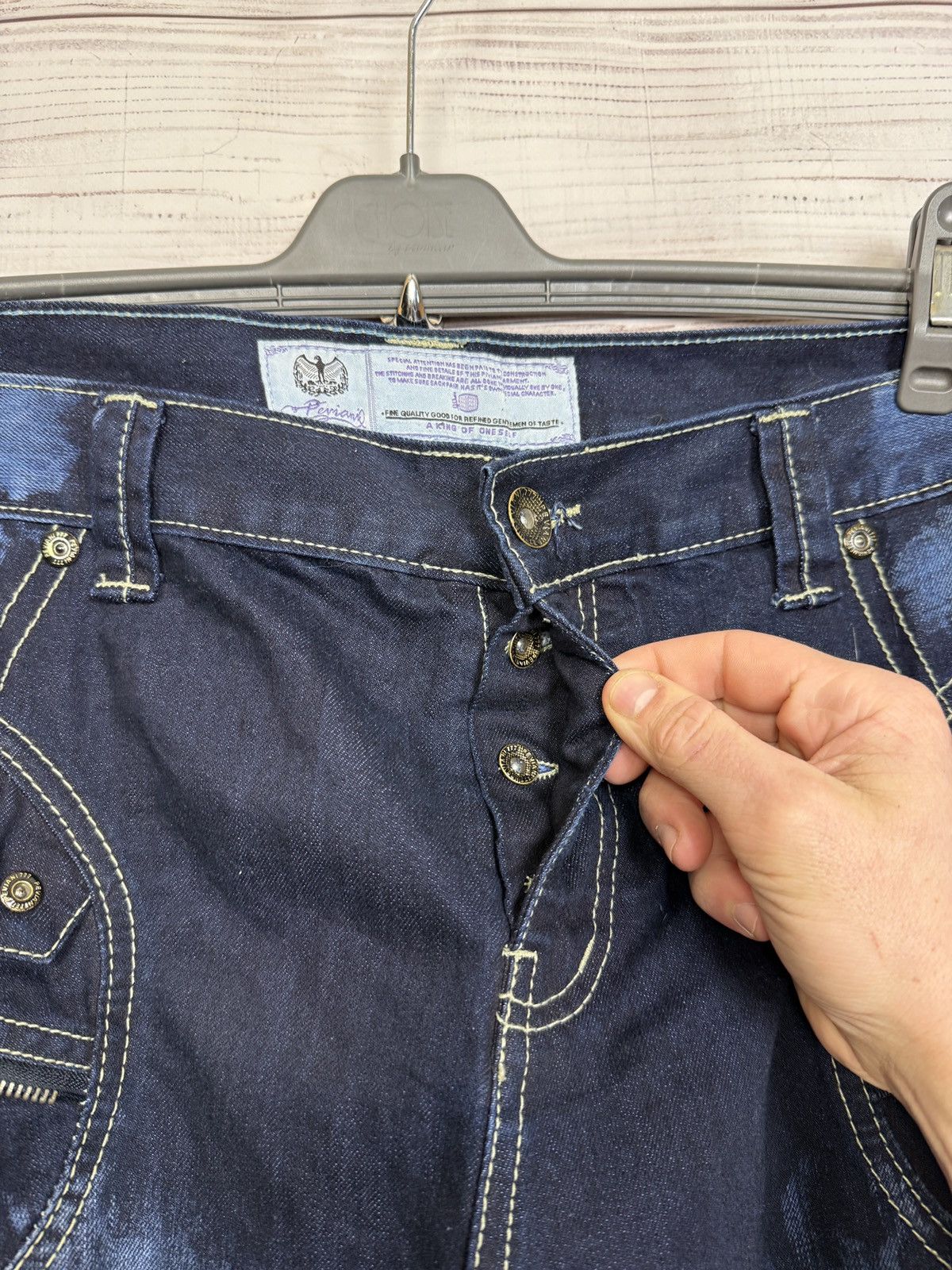 Other Archive Y2K Distressed Heavy Stitch Flare Jeans Dark Wash Size US 38 / EU 54 - 8 Thumbnail