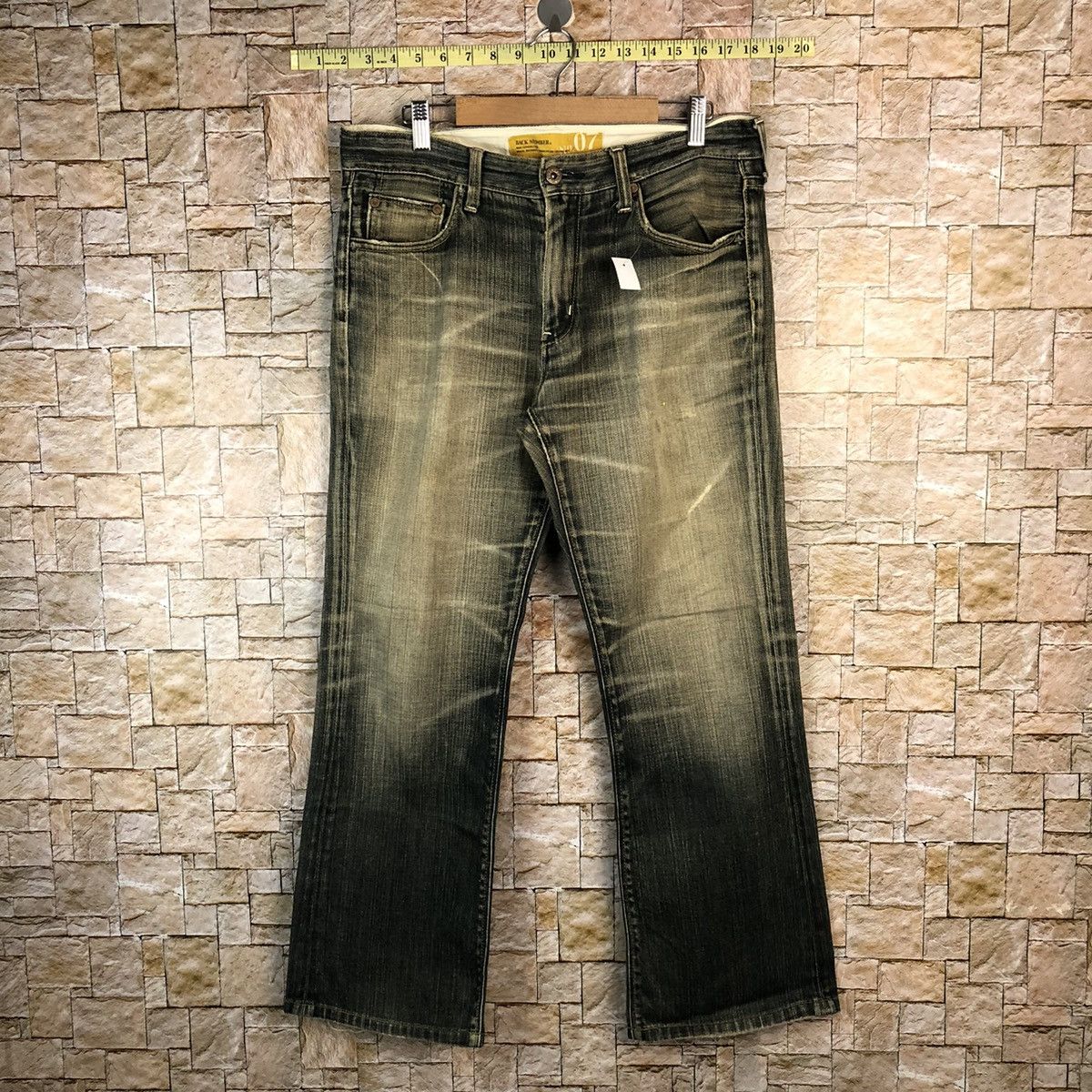 Japanese Brand Back Number Black faded vintage Denim Pants #A1009 Size US 31 - 1 Thumbnail