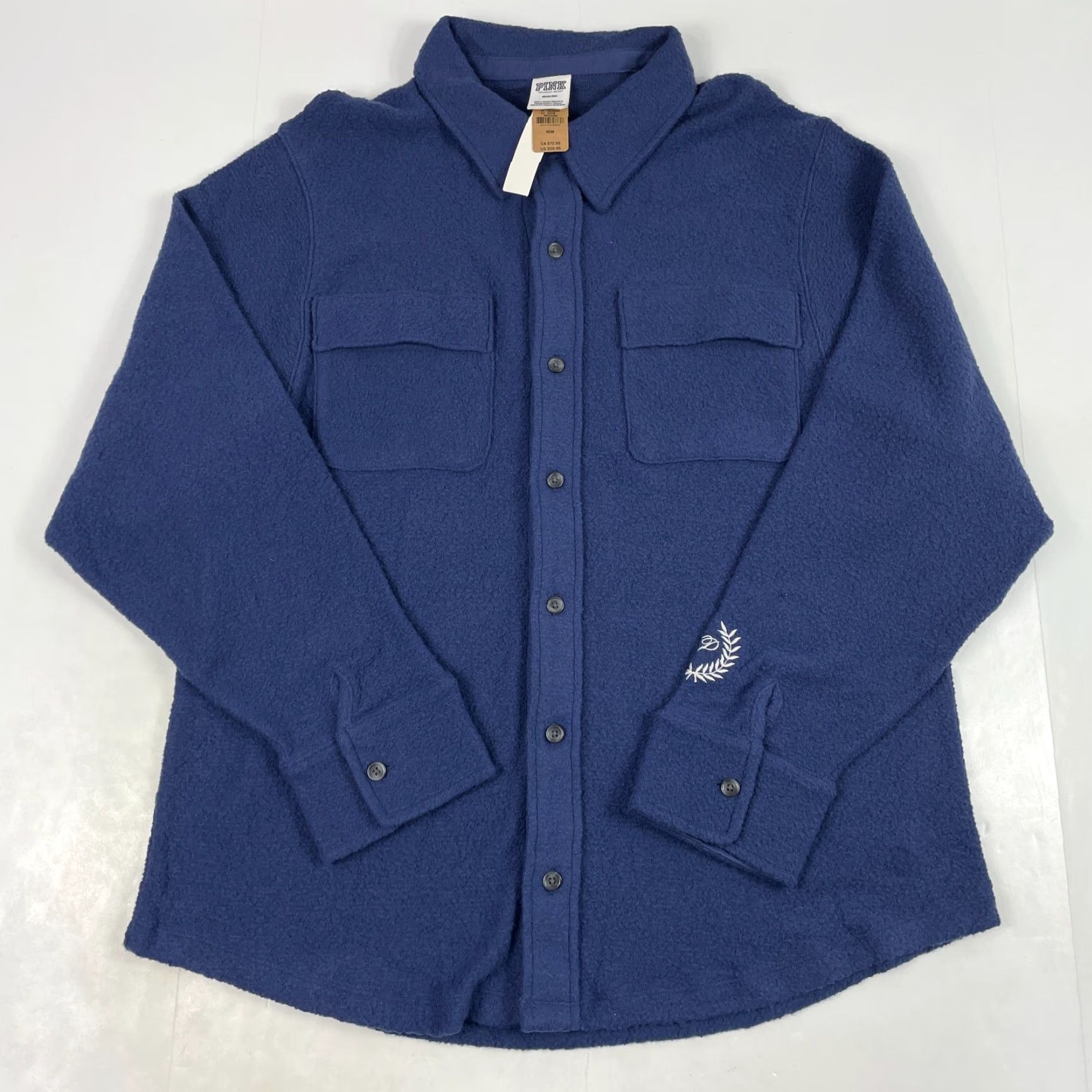 Victoria's Secret Viktorias Secret PINK Shirt Womens Medium Blue Fleece Button Up Cozy Ski Camping Size M / US 6-8 / IT 42-44 - 2 Thumbnail