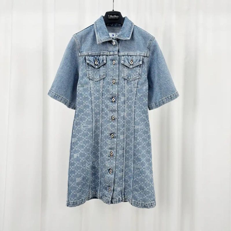 Off-White Off-White Summer Denim Short Sleeve Dress 0089 Size M / US 6-8 / IT 42-44 - 1 Thumbnail