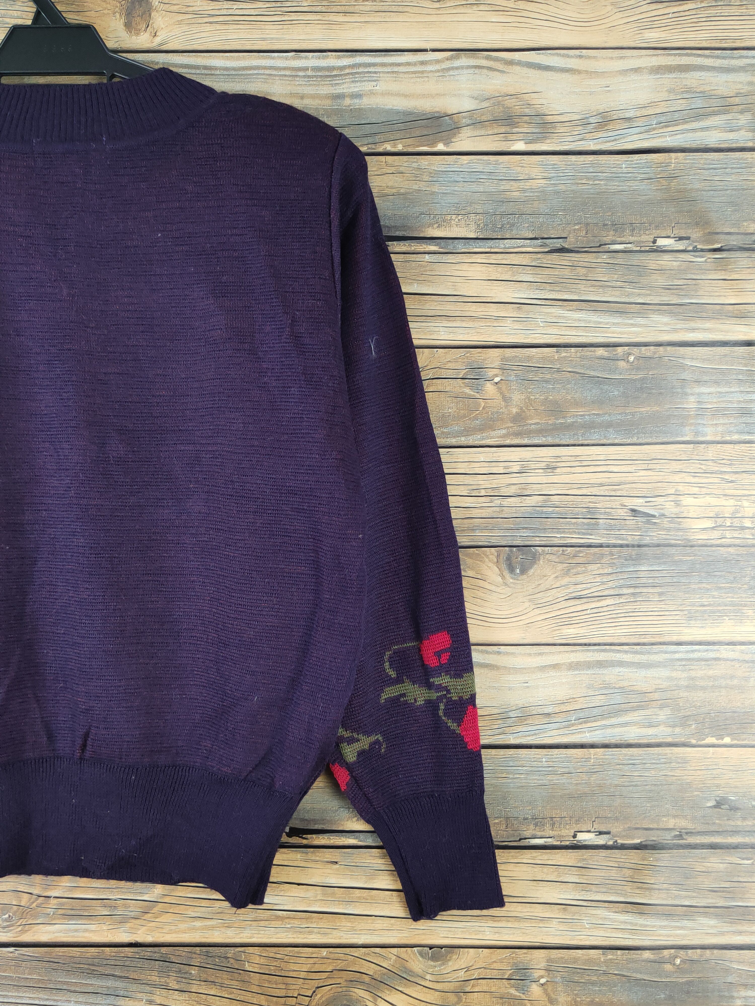 Vintage Cadorna Dark Purple Flowers Knitwear Sweatshirts #W1542 Size M / US 6-8 / IT 42-44 - 9 Thumbnail