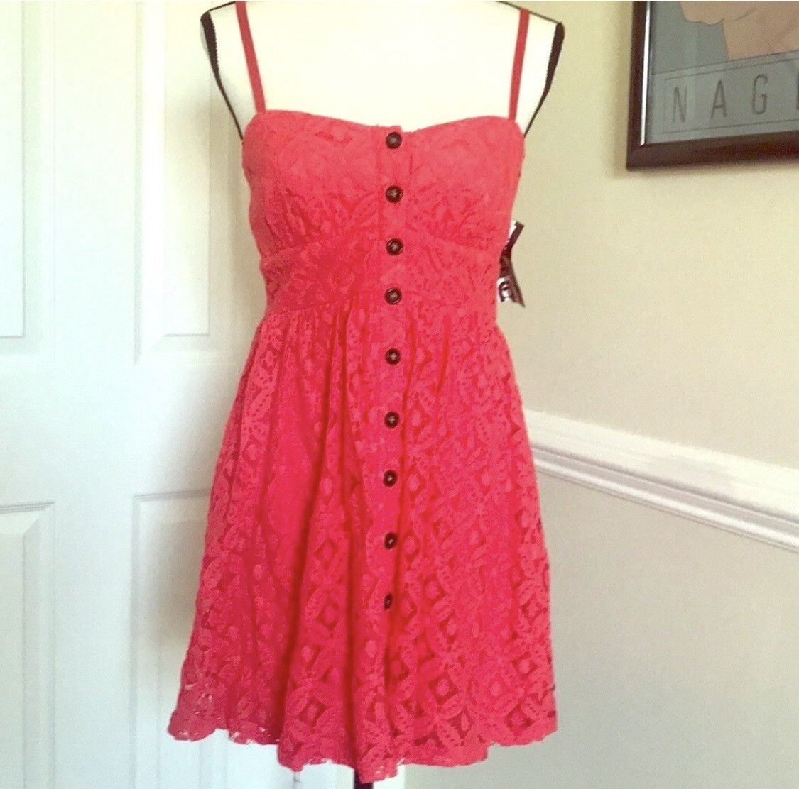Other TRIXXI CORAL LACE EMBROIDERED BUTTON UP MINI DRESS Size M / US 6-8 / IT 42-44 - 1 Thumbnail