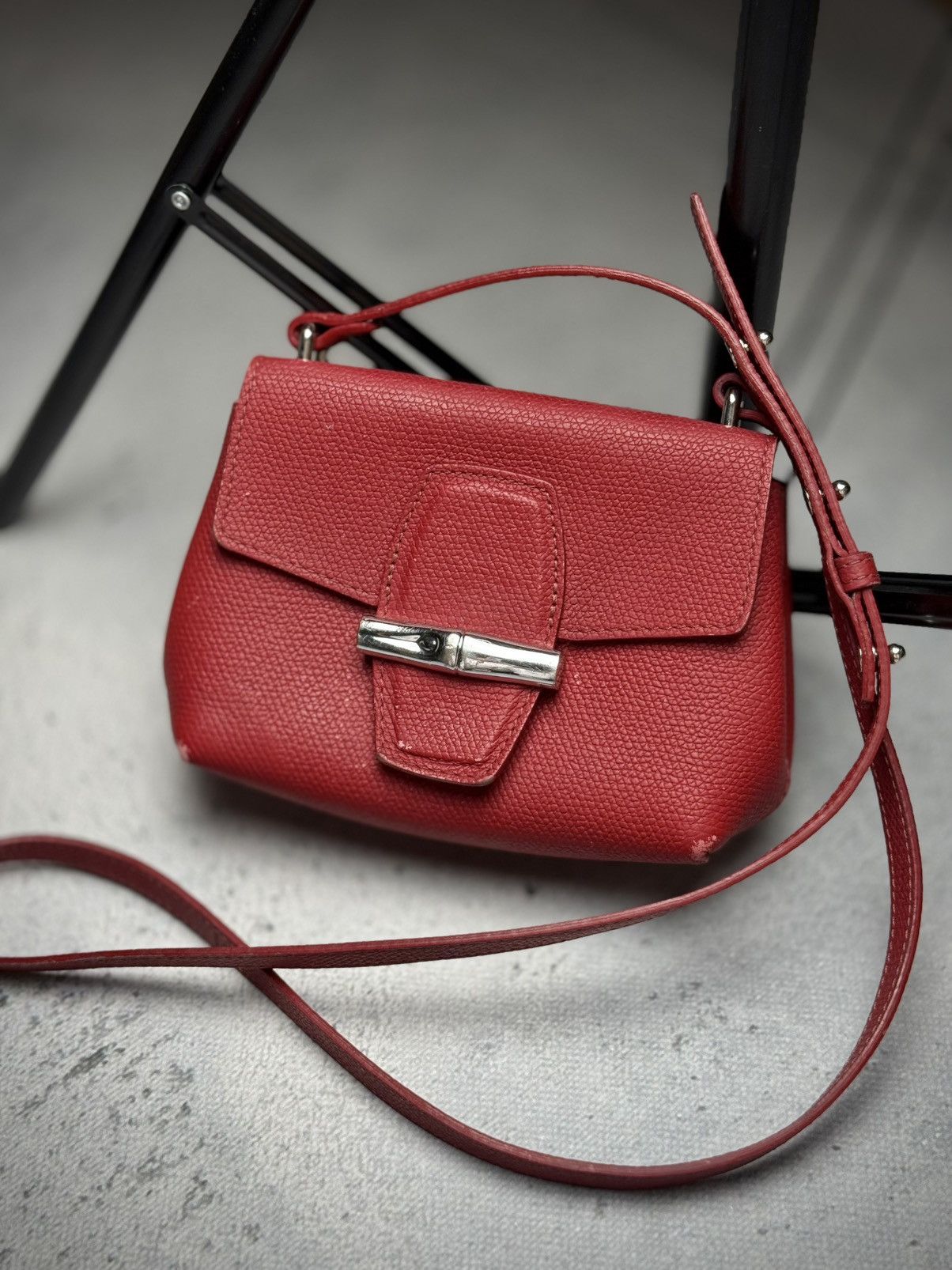 Longchamp Paris Roseau Leather Crossbody Bag Shoulder-Bag in Red, Women's