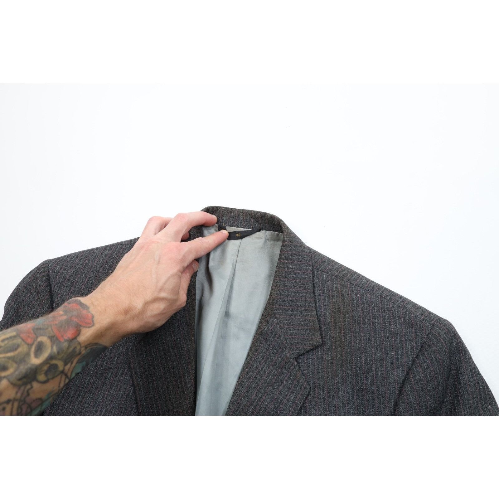 Vintage Vintage 70s Streetwear Distressed 3 Piece Knit Striped Suit Size 44R - 4 Thumbnail
