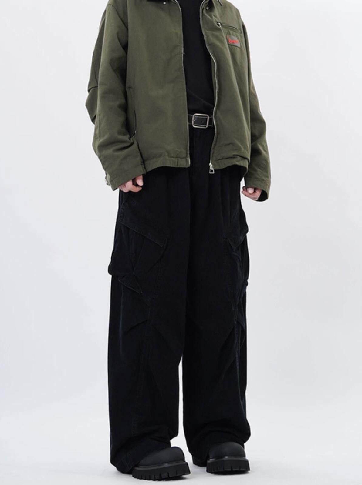 Other Black Cotton Baggy Cargo Pants, Utility Workwear Pants Size US 32 / EU 48 - 6 Thumbnail