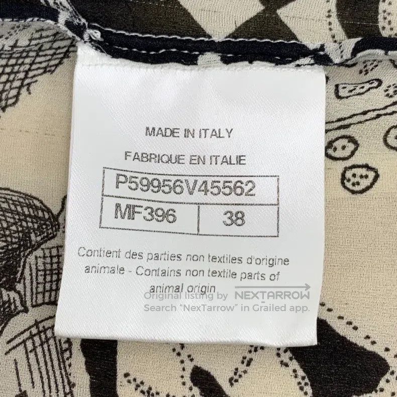 Chanel Chanel Gray camelia graffiti printed silk lapel long-sleev Size XS / US 0-2 / IT 36-38 - 6 Thumbnail