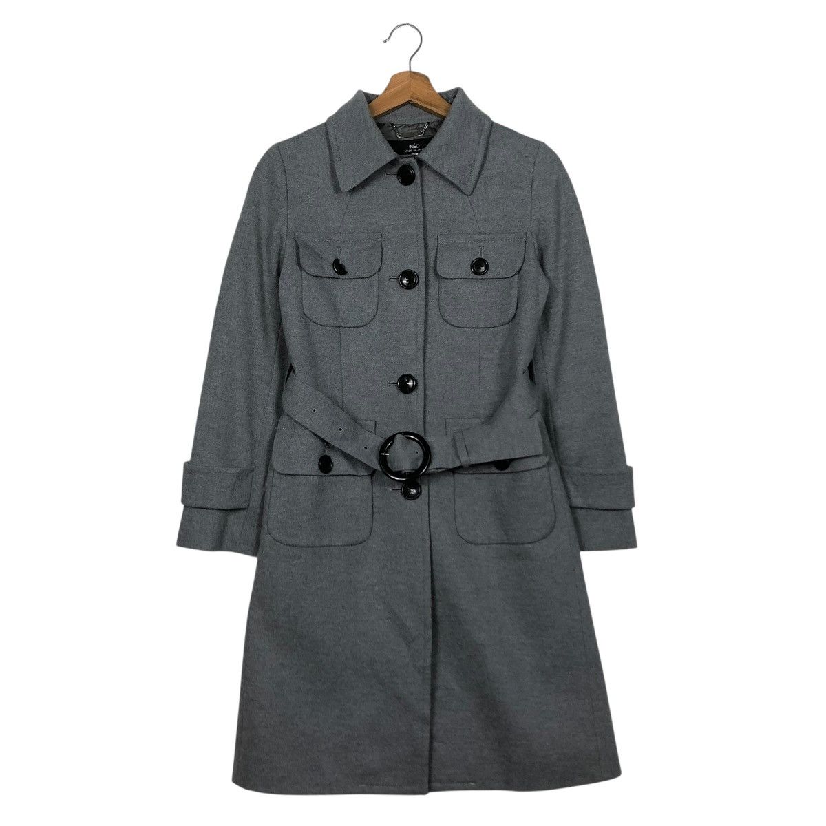 Yohji Yamamoto 🔥VINTAGE WOOL LONG JACKET BELTED INED MULTI POCKETS Size M / US 6-8 / IT 42-44 - 4 Thumbnail