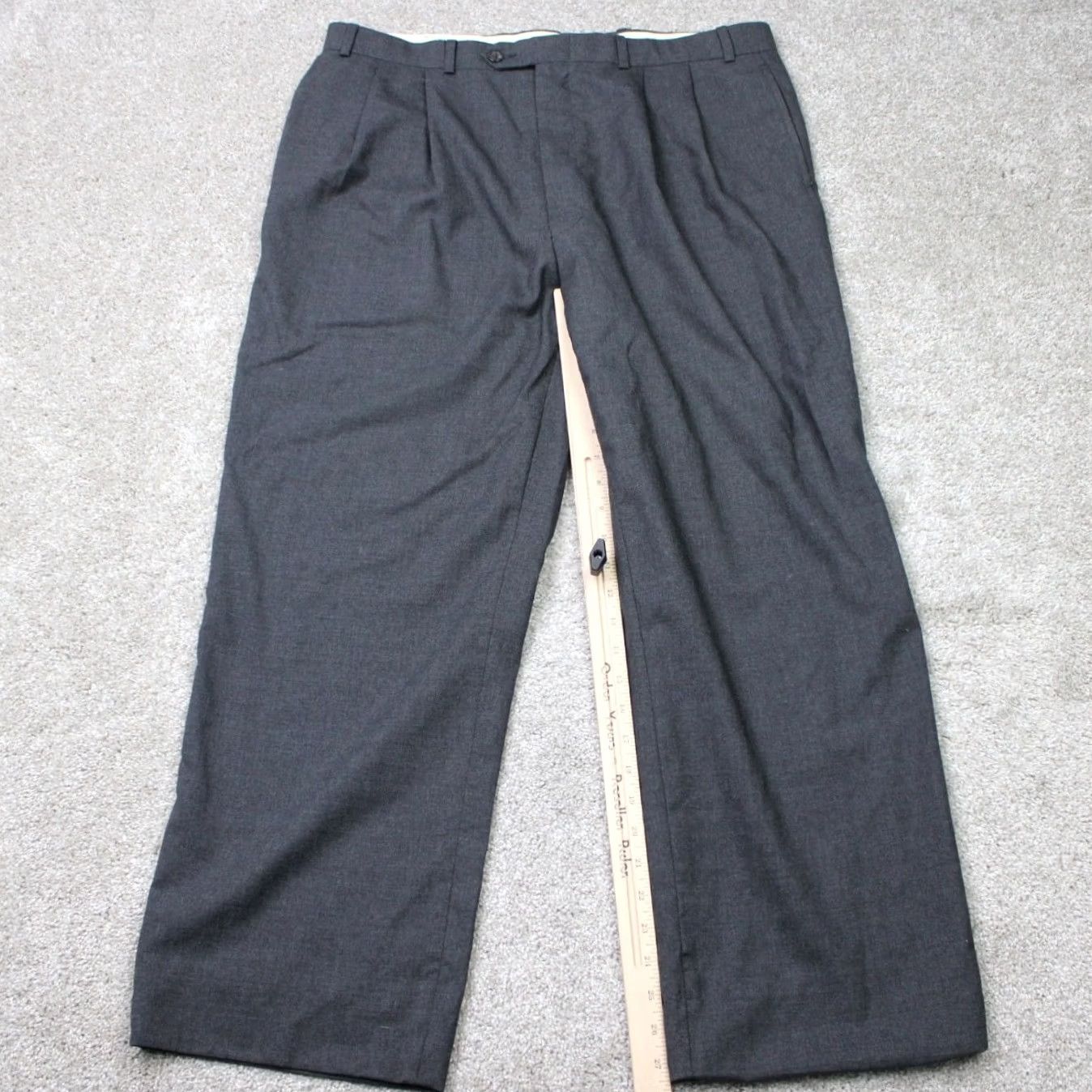 Ralph Lauren LAUREN Ralph Lauren Dress Pants Mens 36x28 Gray 100% Wool Pleated Slit/Front Zip Button Regular Straight Size US 36 / EU 52 - 3 Thumbnail