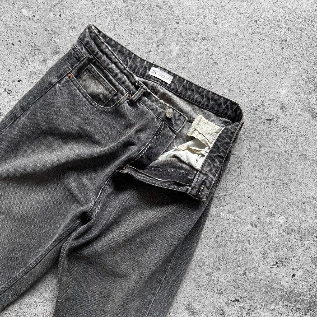 Zara Zara Womens Grey High Waist Straight Leg Mom Jeans Size 32" / US 10 / IT 46 - 6 Thumbnail