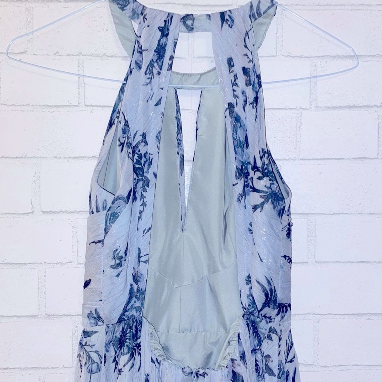 Marchesa Marchesa Notte $395 Carrara Blue Bridesmaid Floral Gown 6 Size M / US 6-8 / IT 42-44 - 14 Thumbnail
